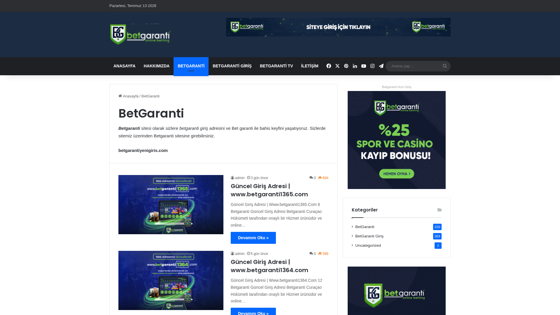 Screenshot of betgarantiyenigiris.com
