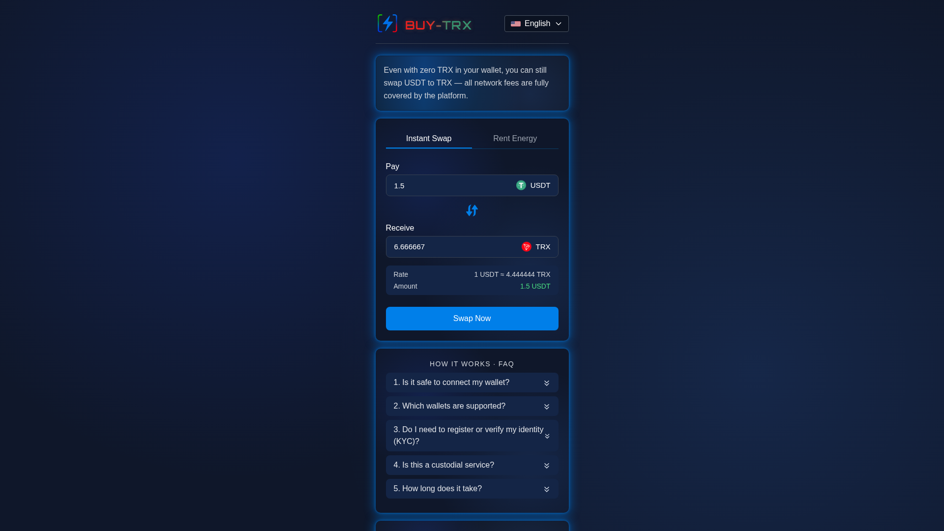 Screenshot of buy-trx.com