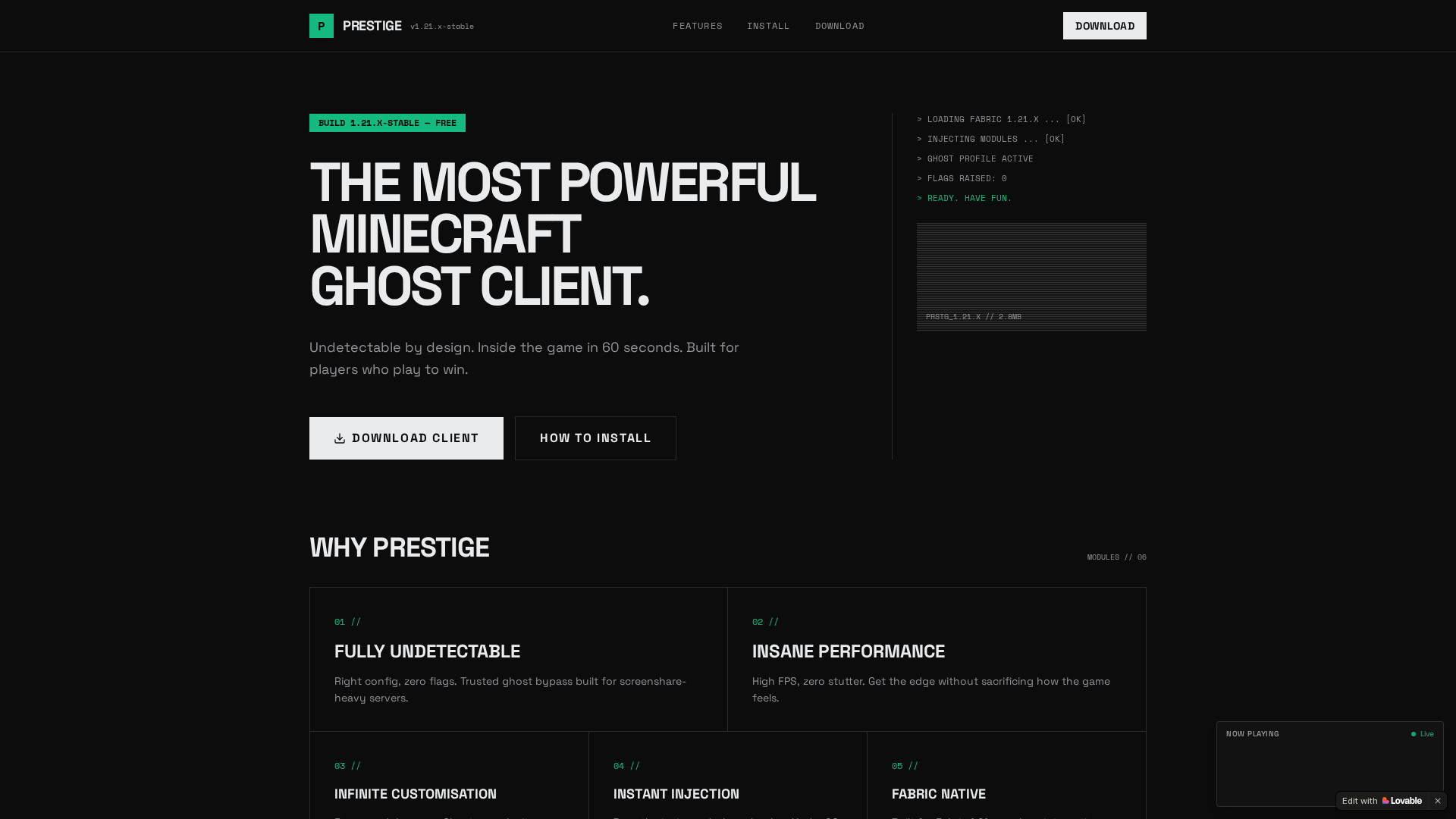 Screenshot of prestigeclient.lovable.app
