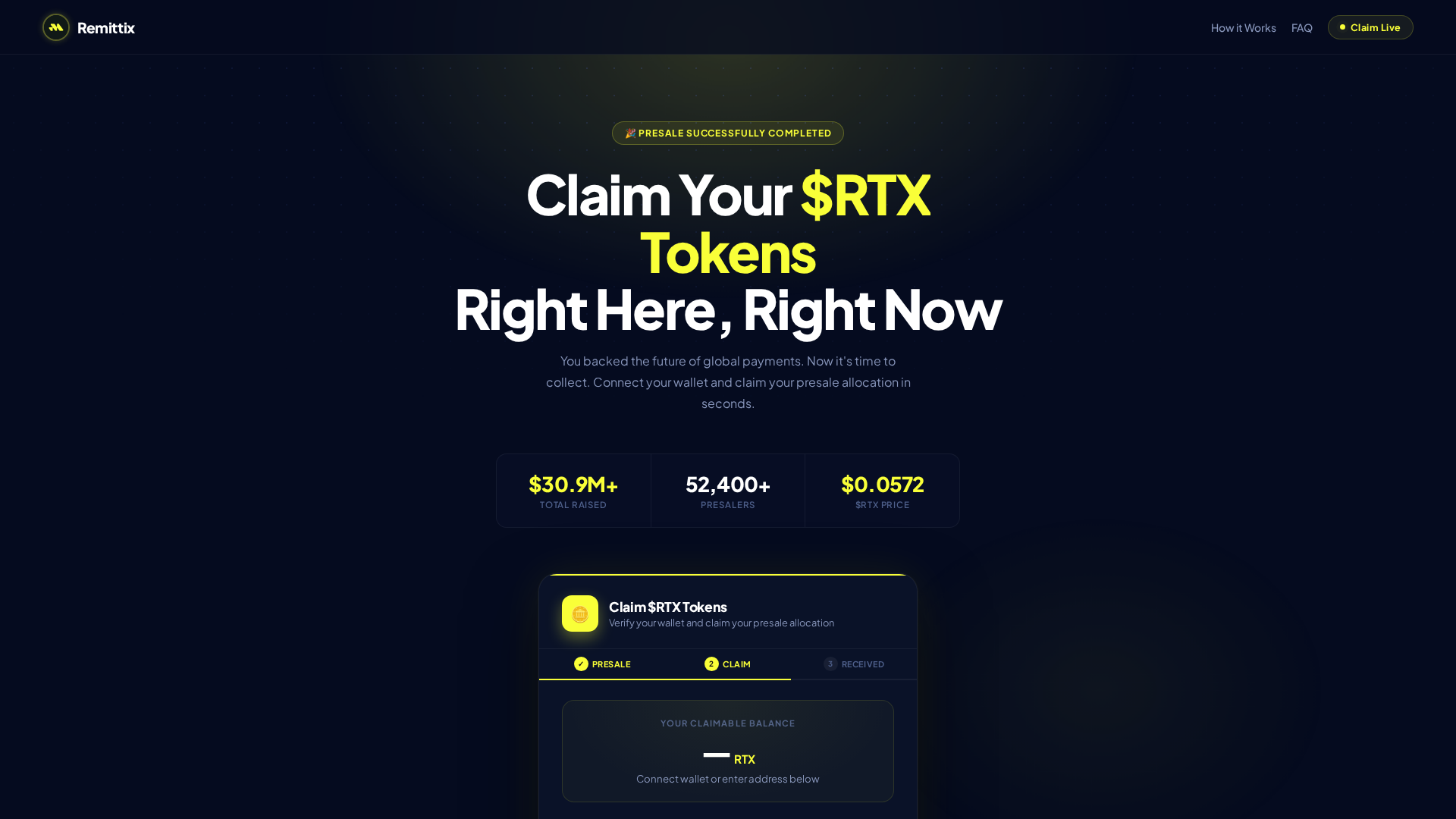 Screenshot of claimremittixtoken.live
