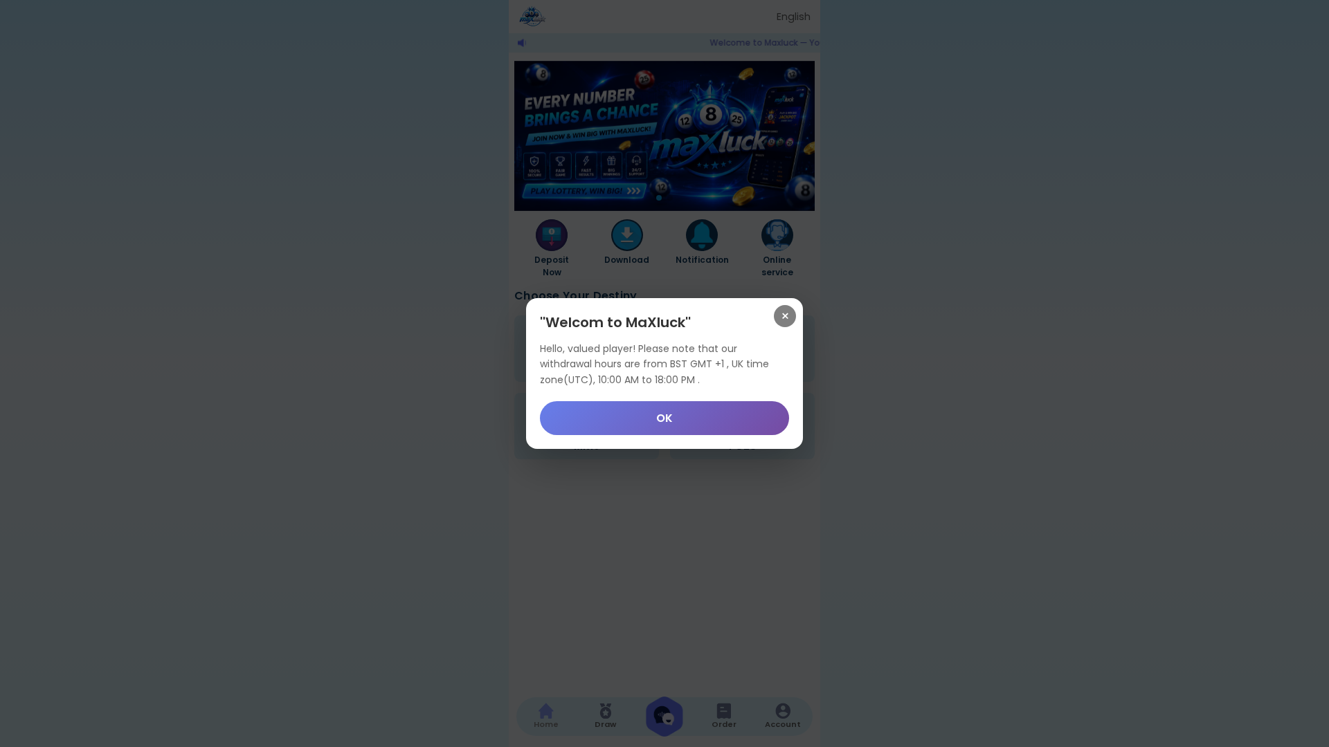 Screenshot of maxluck77.com