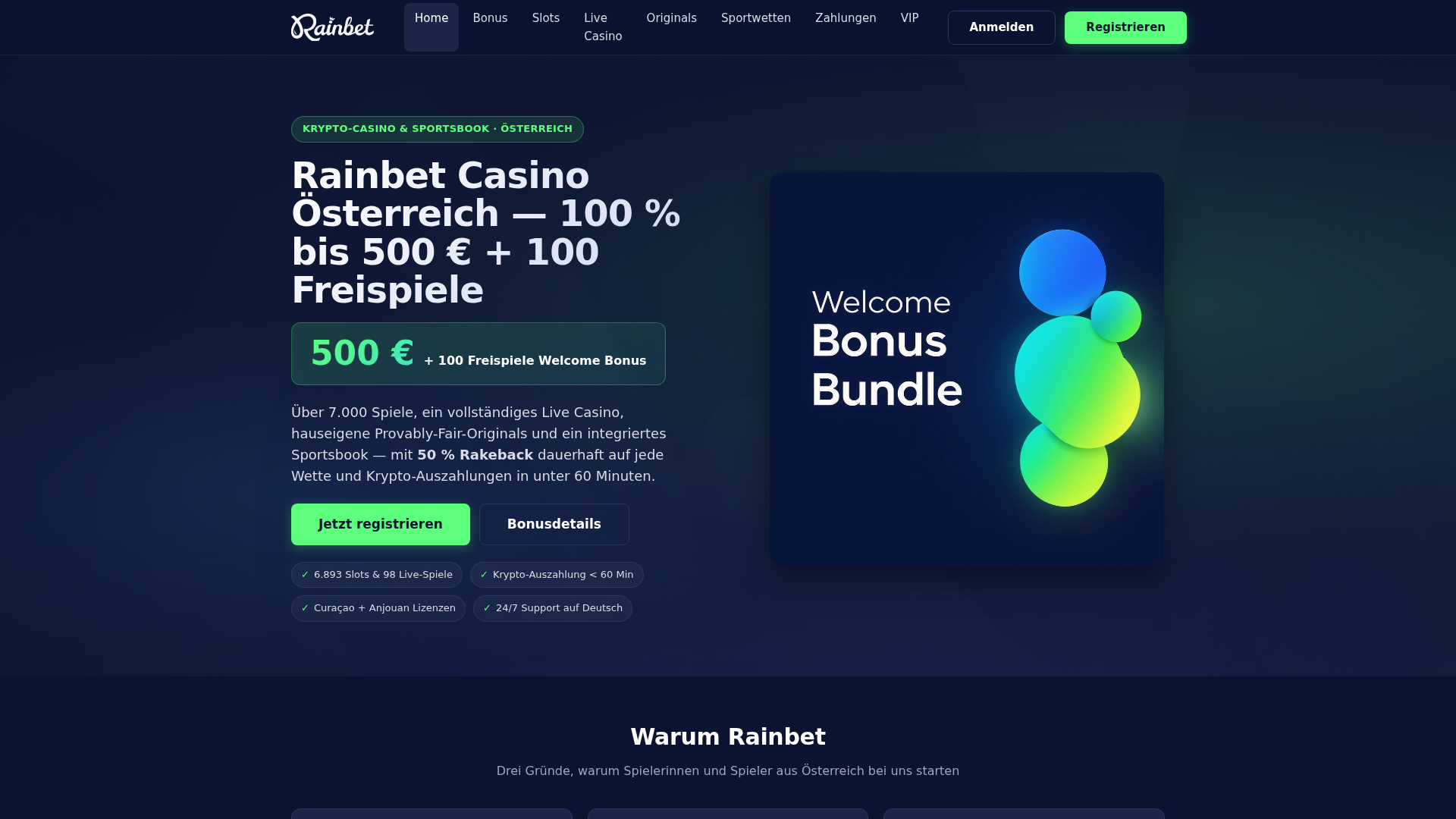 Screenshot of rainbetcasino-austria.at