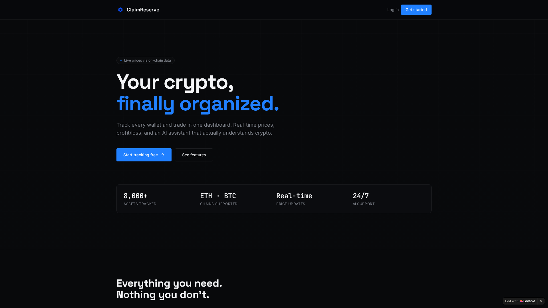 Screenshot of claim-reserve.com