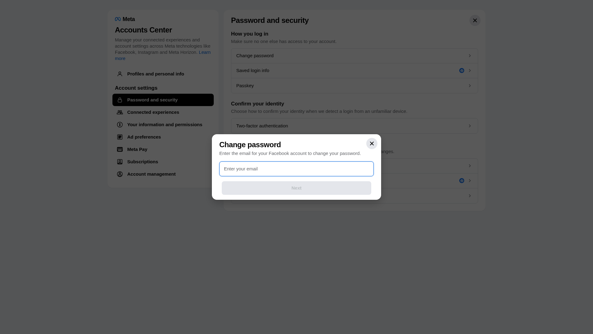 Screenshot of meta-accountscenter.com