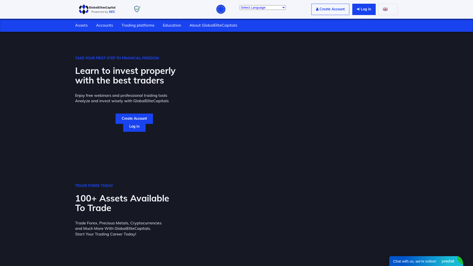 Screenshot of globalelitecapitals.com
