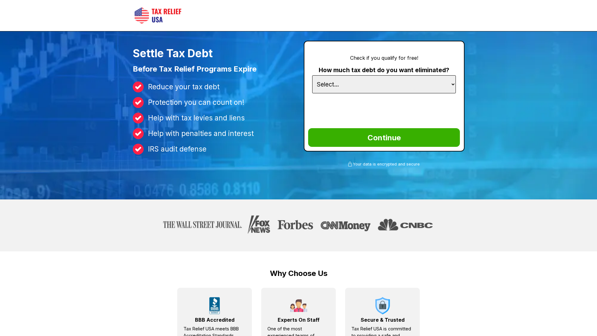 Screenshot of www.taxreliefamerica.org