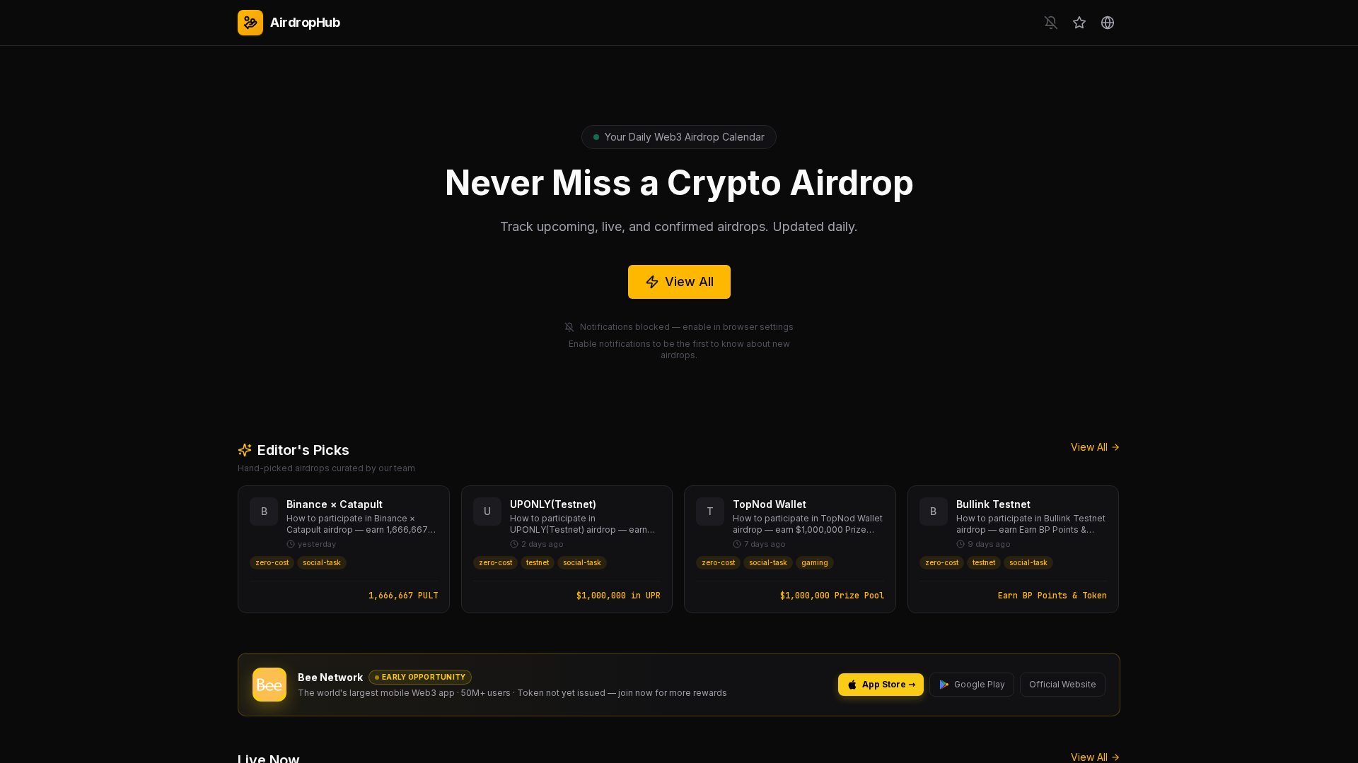 Screenshot of airdropshub.org