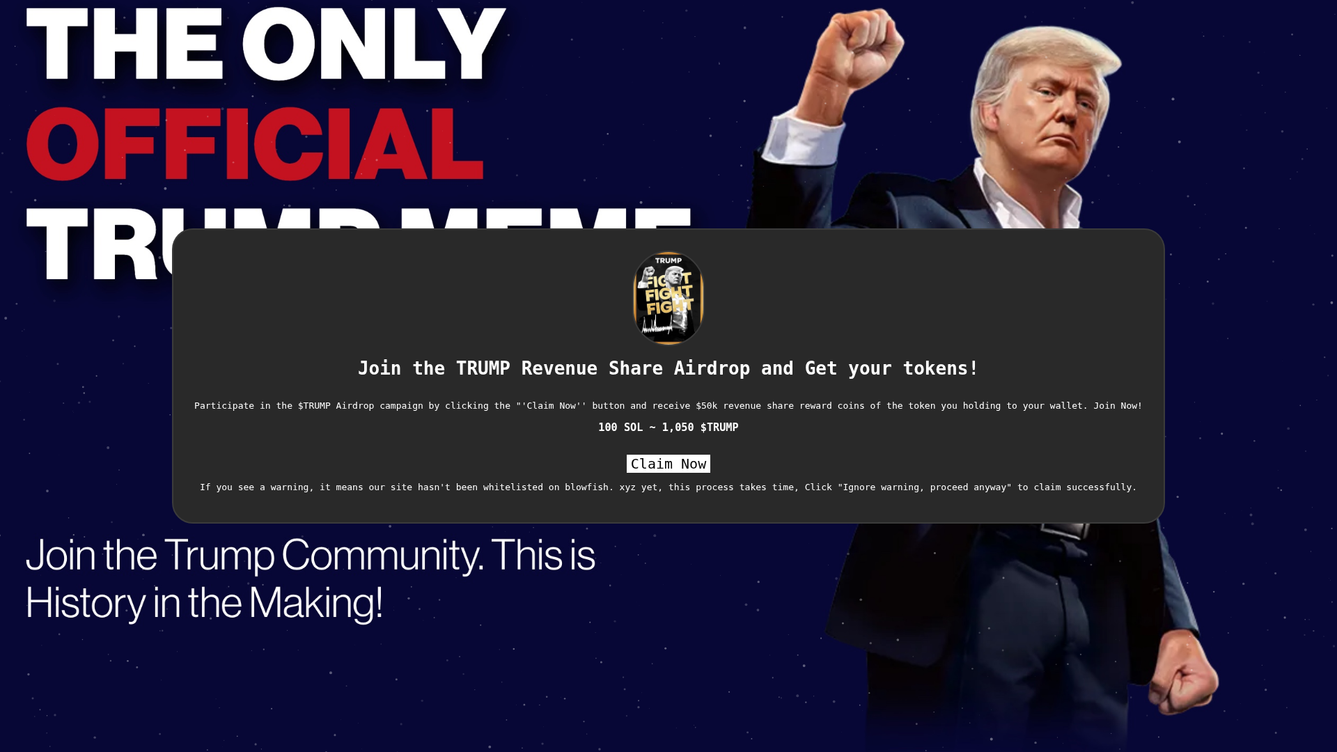 Screenshot of gettrumpmemeairdrop.pages.dev