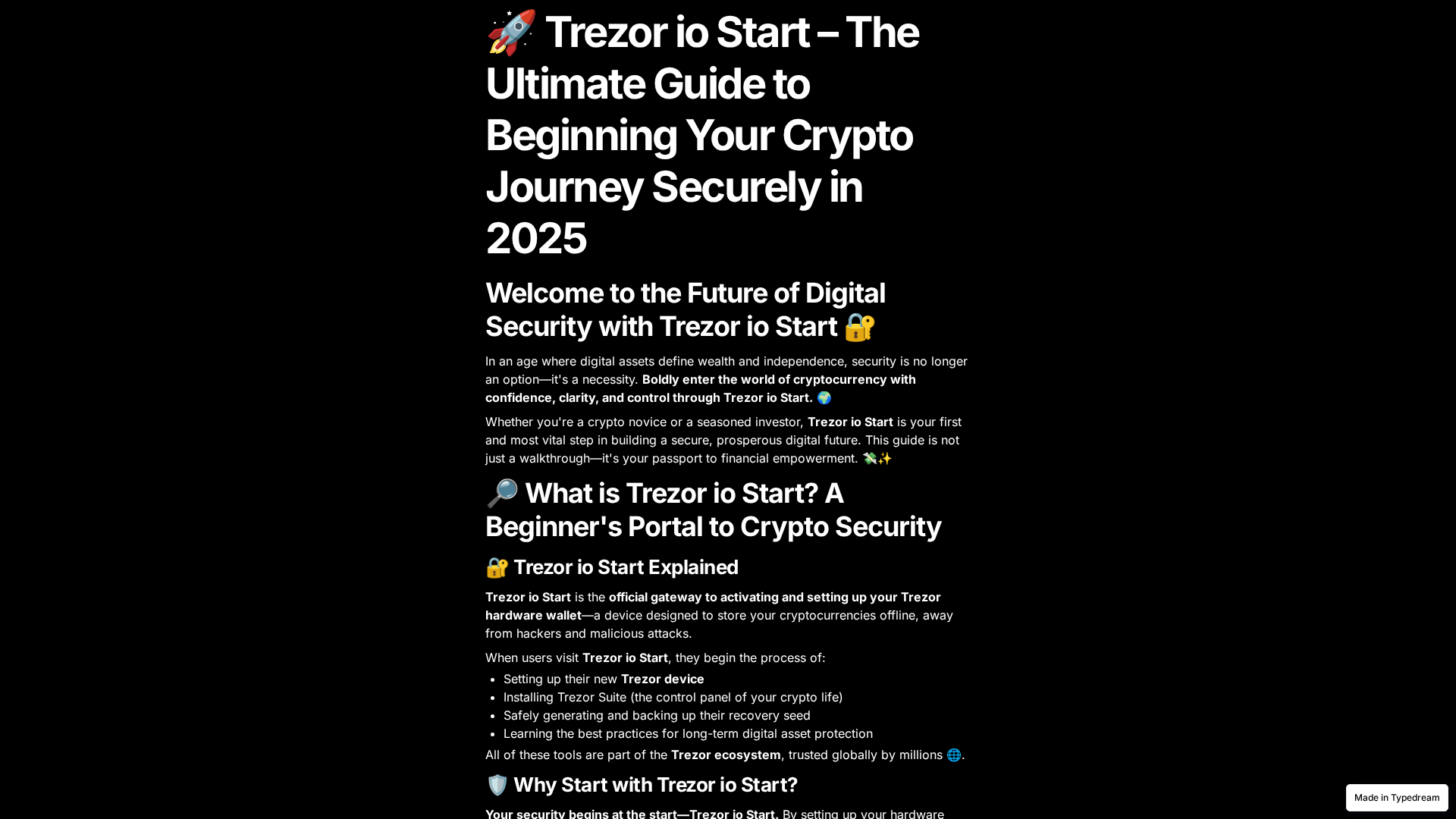 Screenshot of trezr-io-start-cloud-sso.typedream.app
