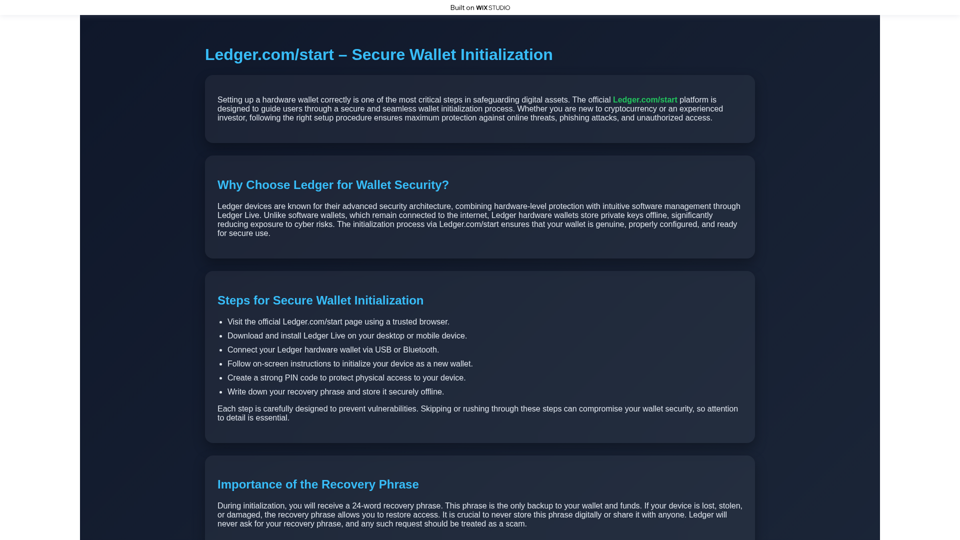 Screenshot of appstartledge.wixstudio.com