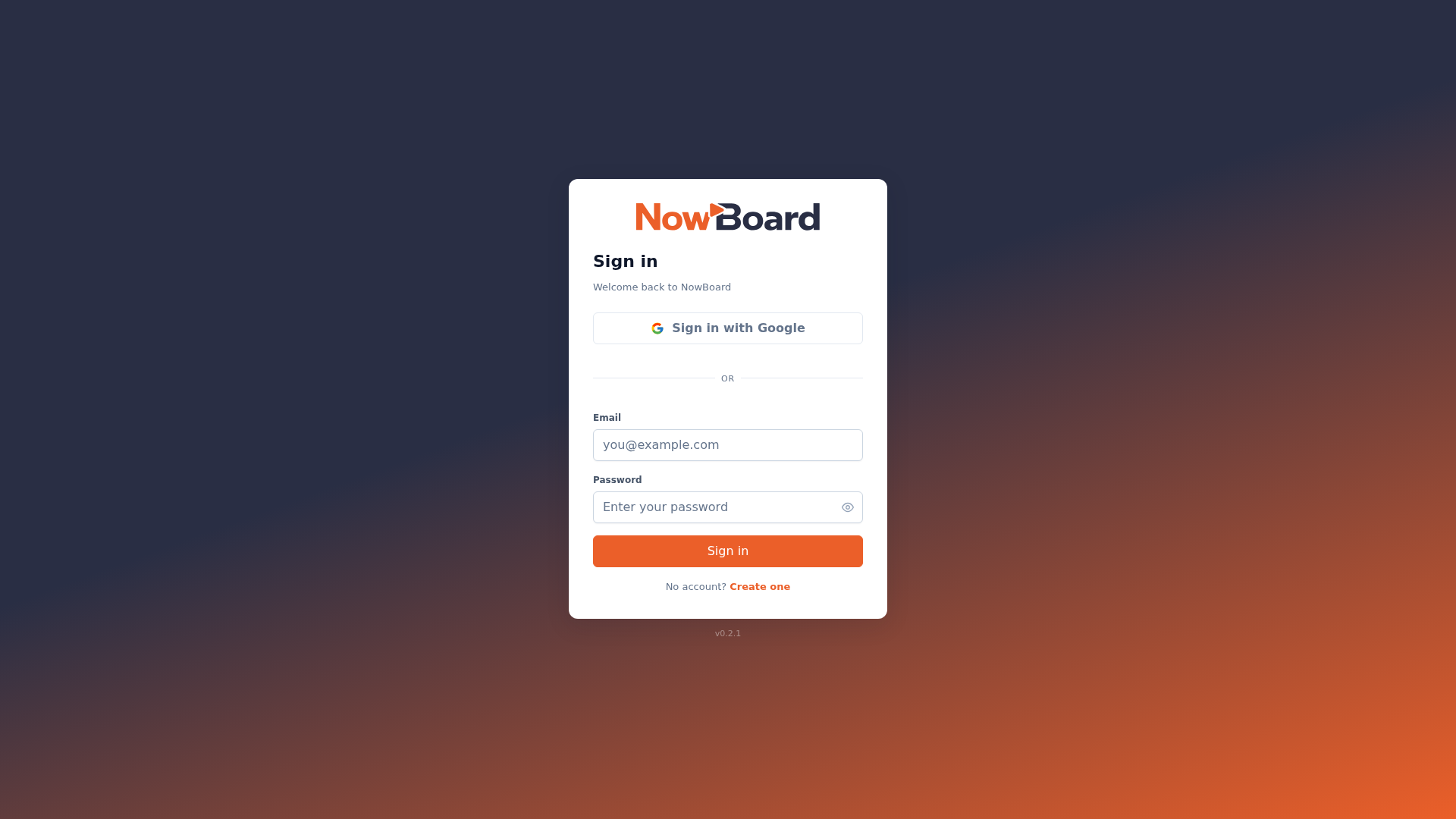 Screenshot of app-staging.nowboard.tv