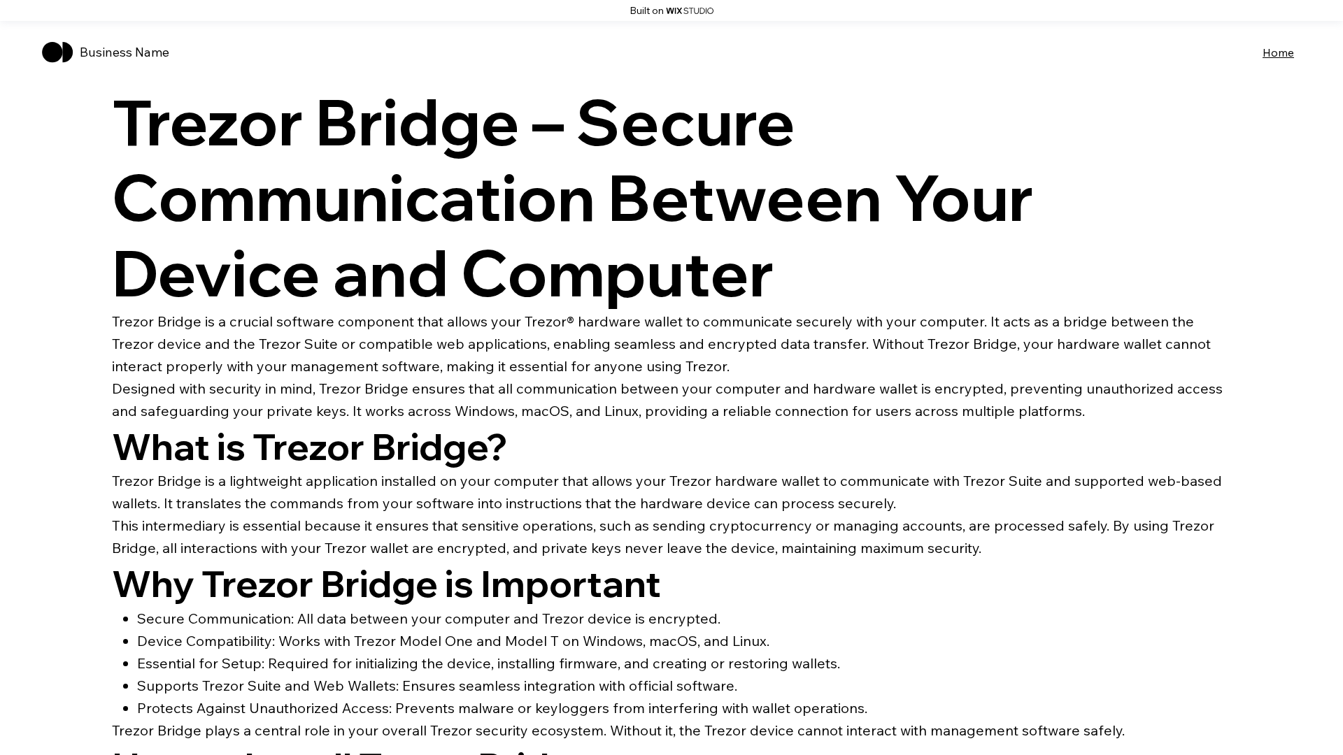 Screenshot of brige-trzor-io.wixstudio.com