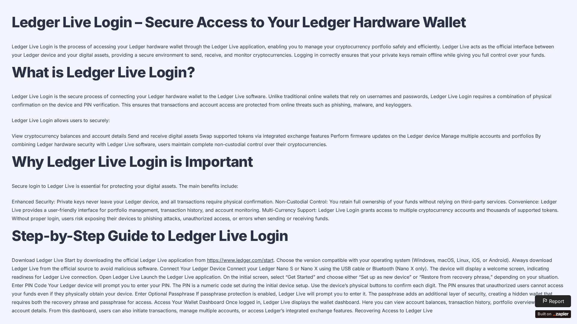 Screenshot of legerlive-hub.zapier.app