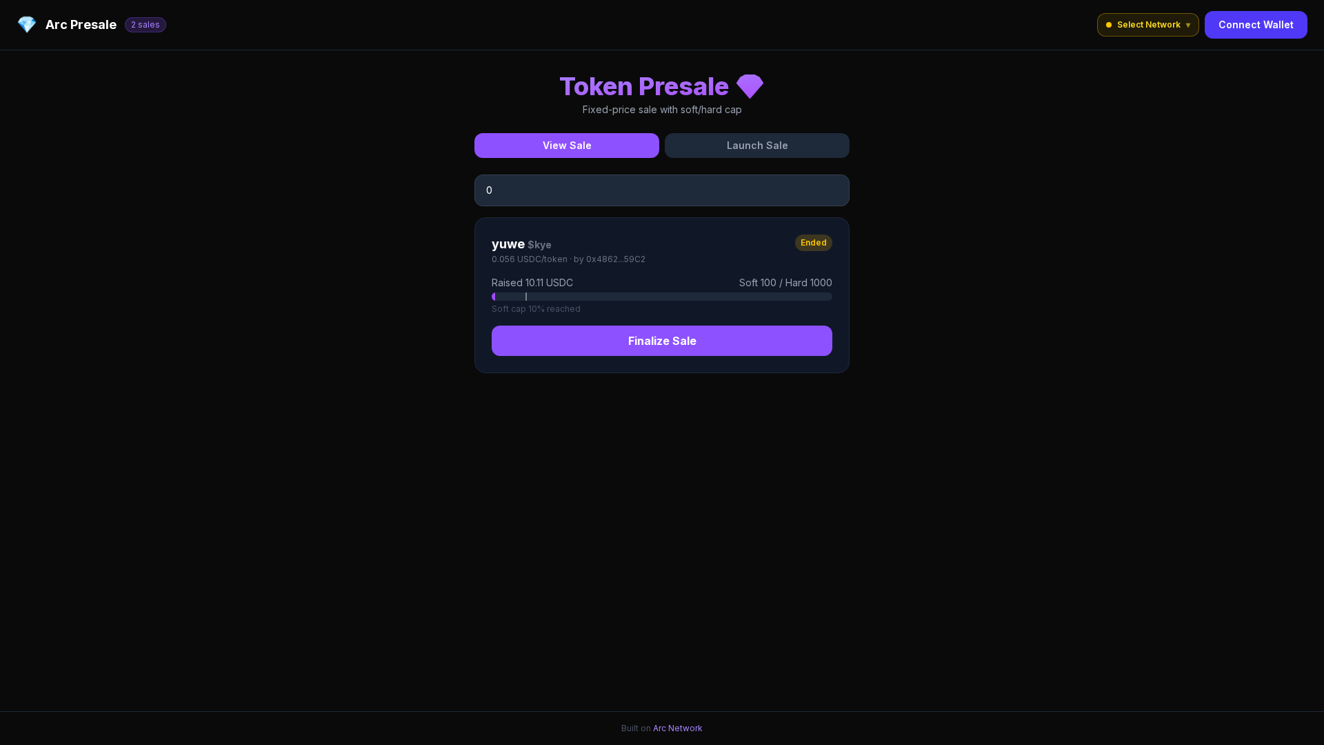 Screenshot of arc-presale.pages.dev