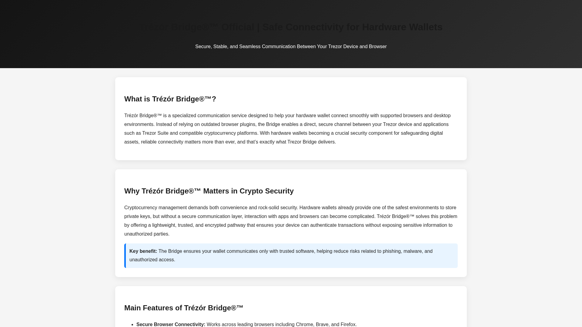 Screenshot of bridg-trezr.wasmer.app