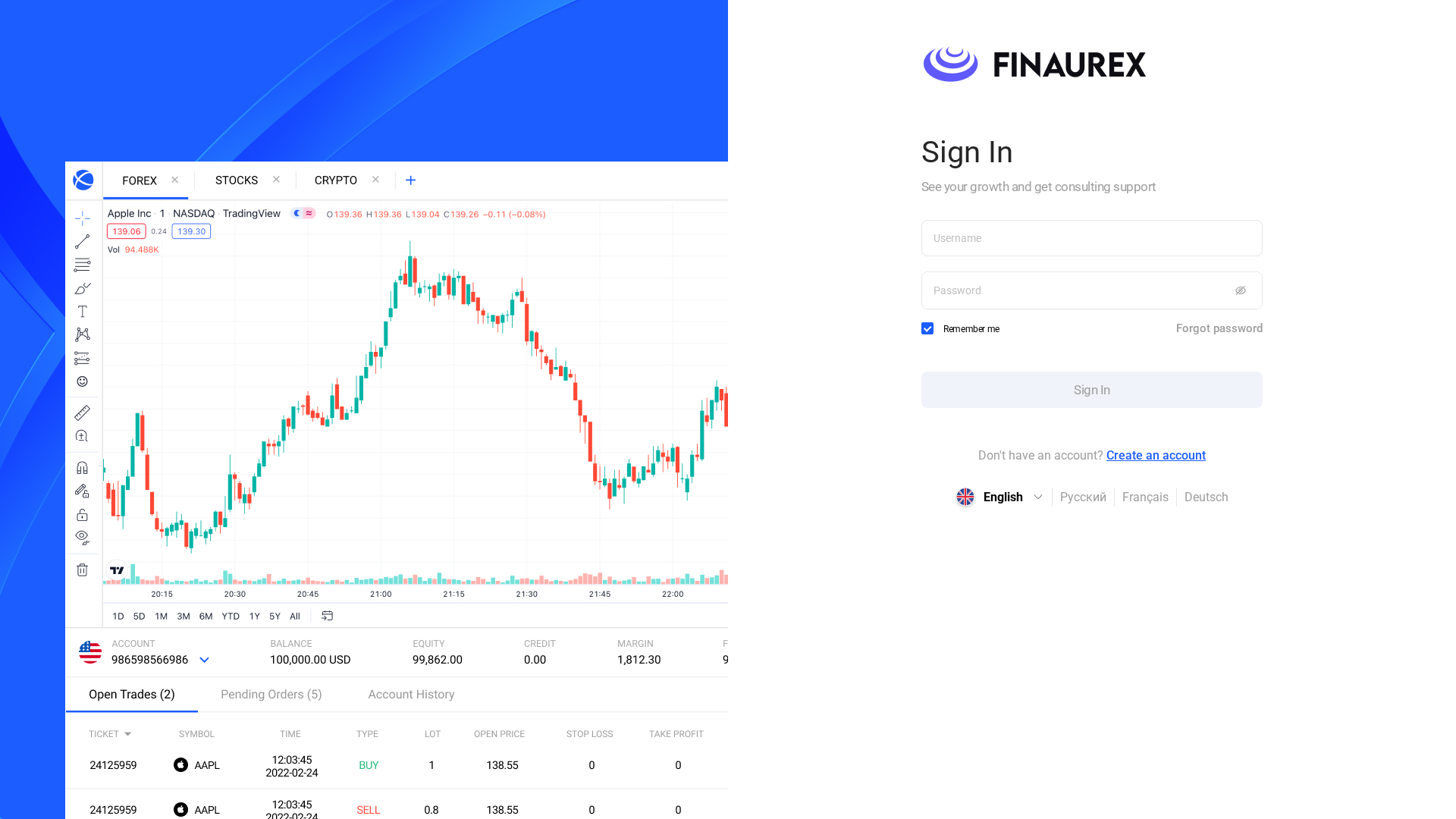 Screenshot of app.finaurex.io