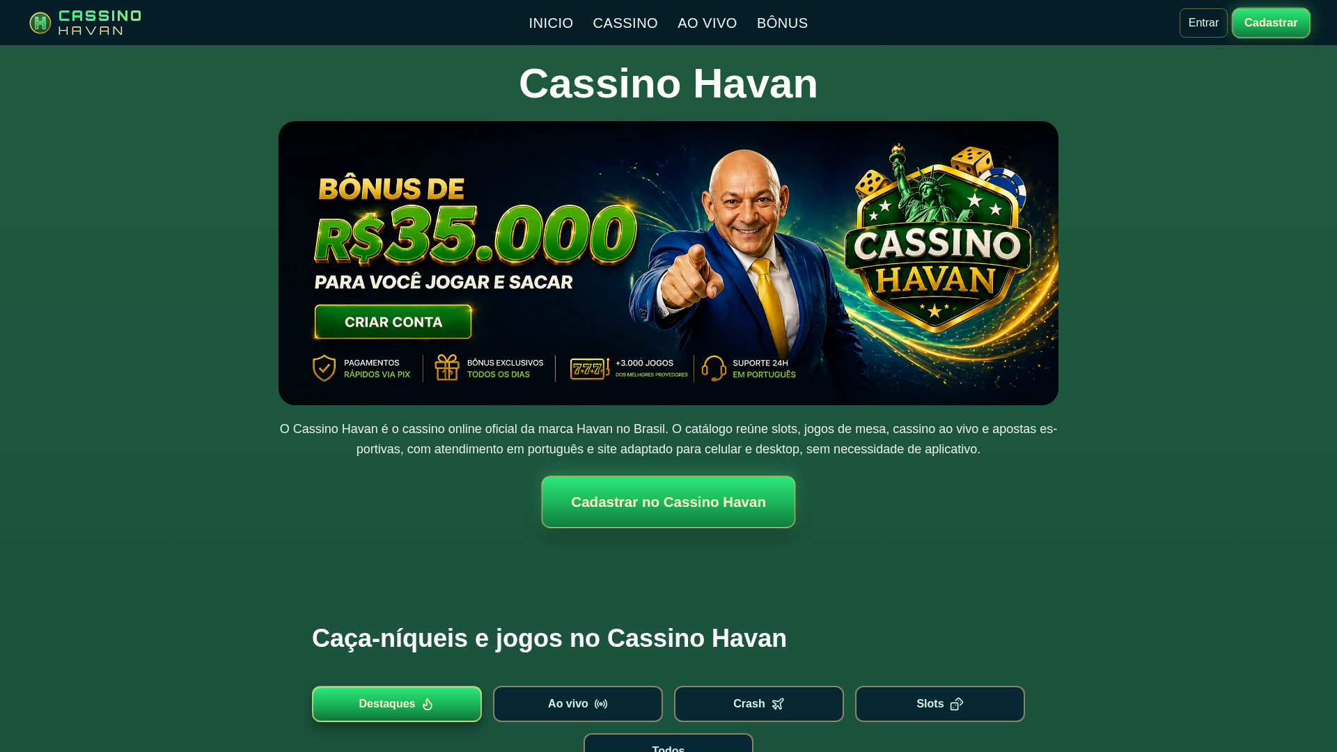Screenshot of www.havan.casino