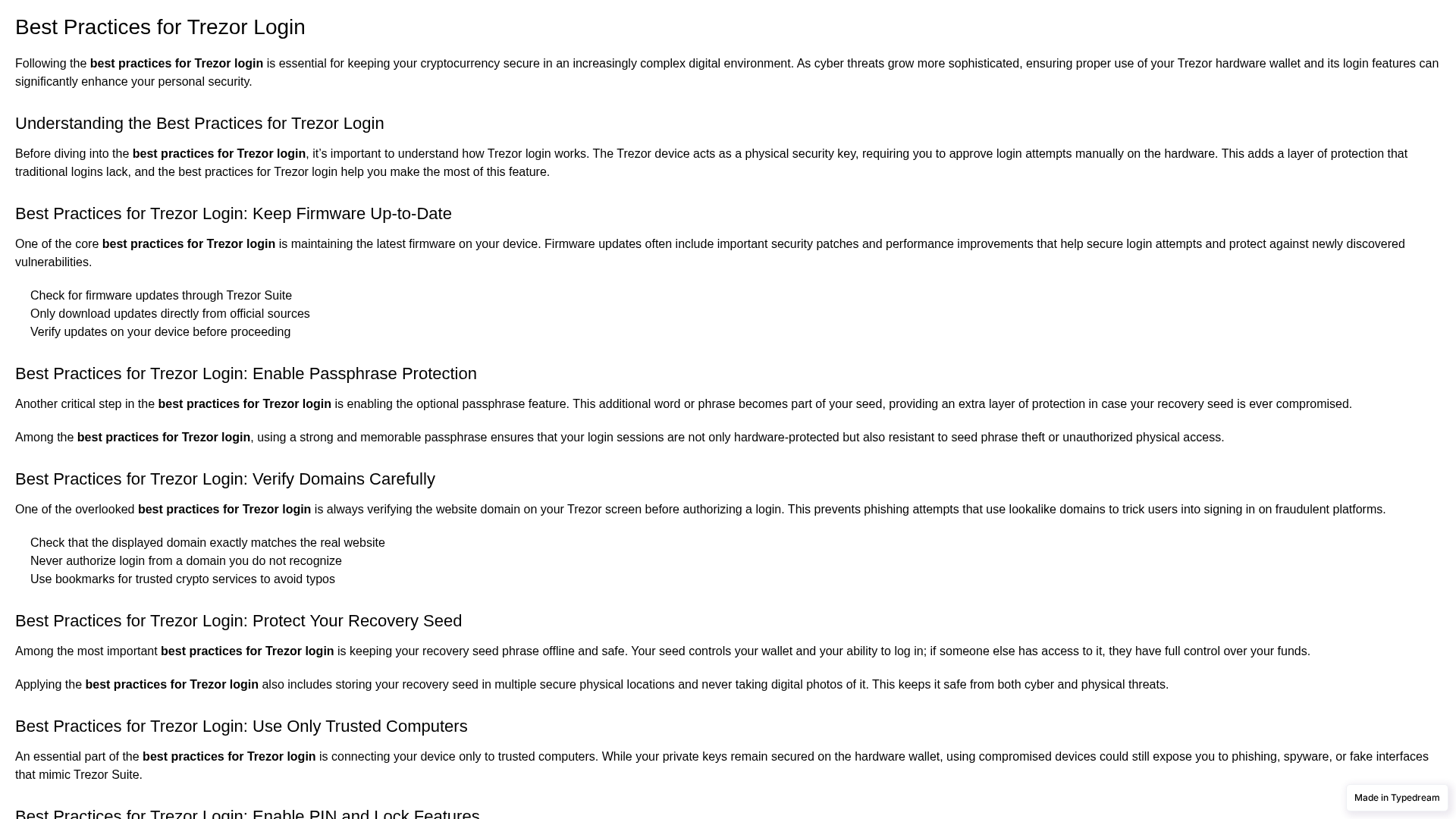 Screenshot of manage-trezoor-es-login.typedream.app