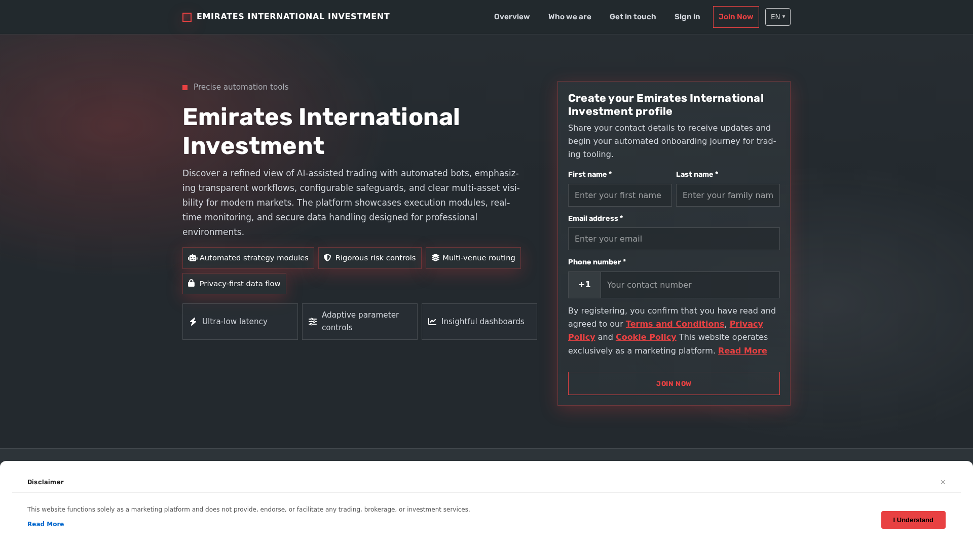 Screenshot of emiratesintlinvest.click
