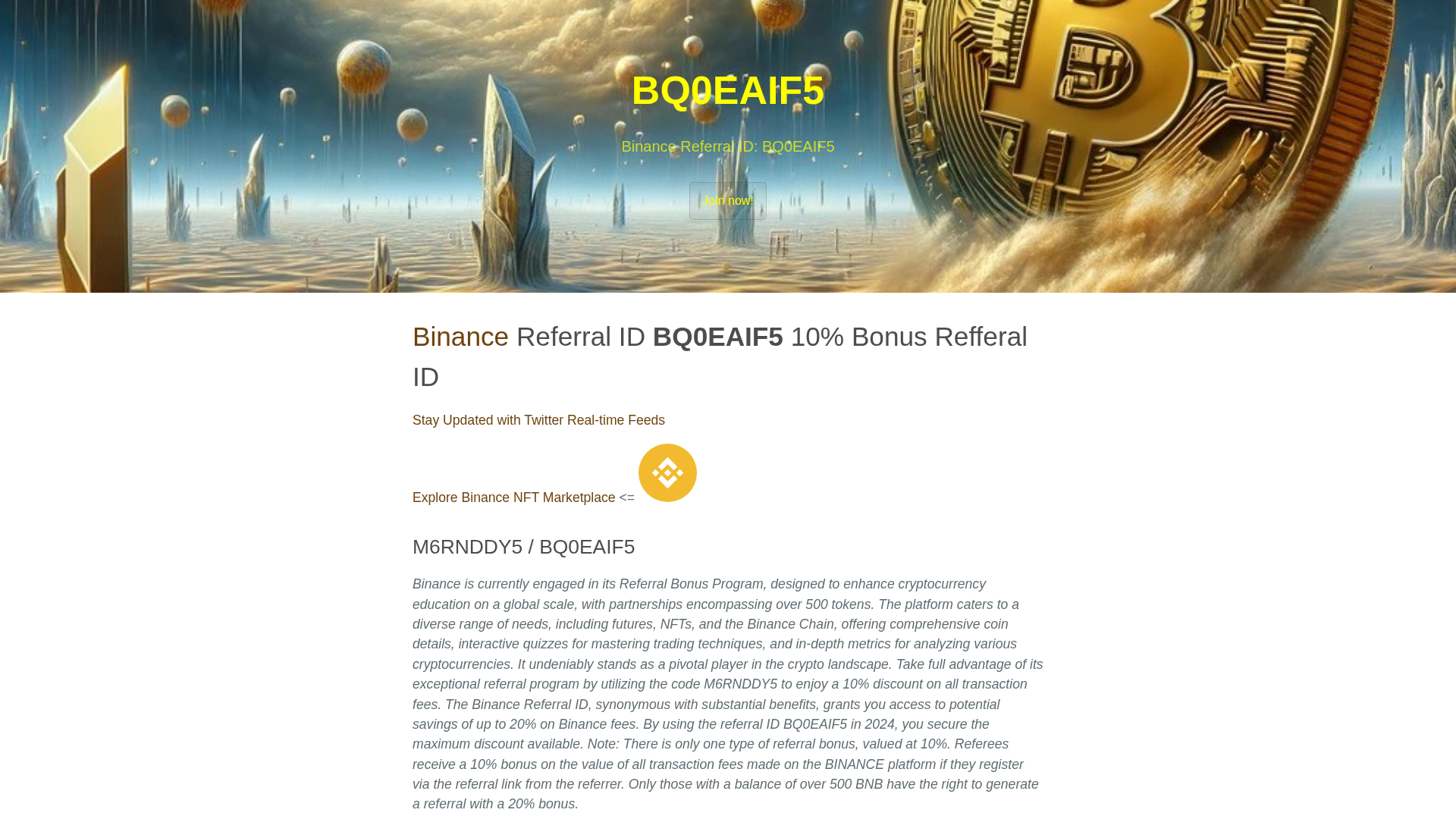 Screenshot of binancereferralid.github.io