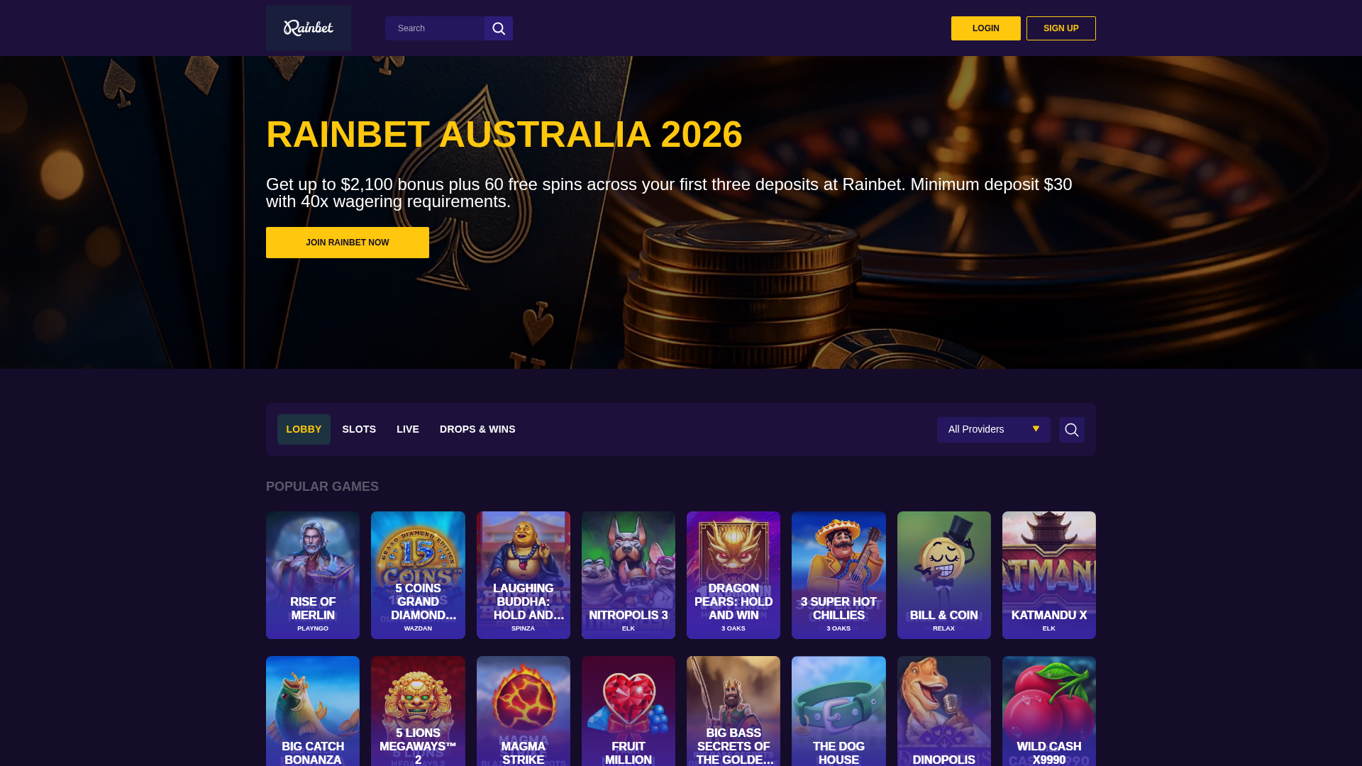 Screenshot of rainbet-aus-site.pages.dev