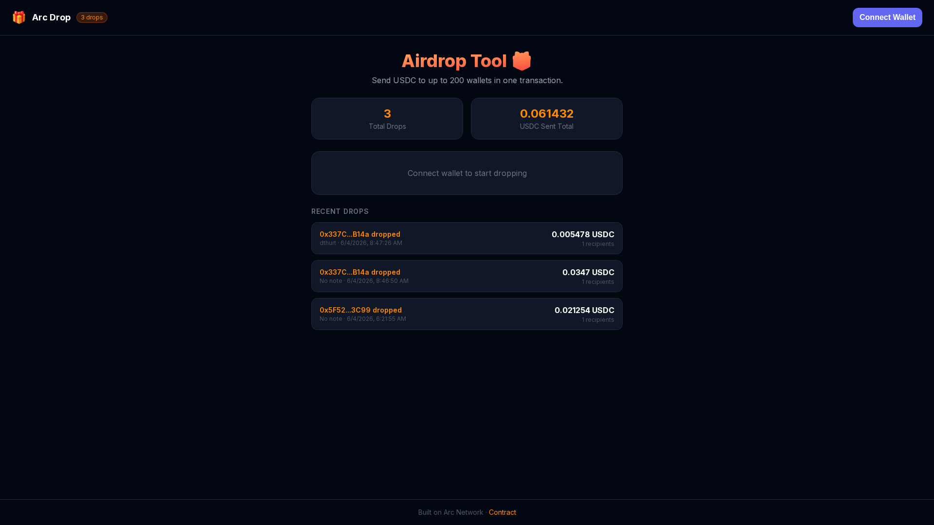 Screenshot of arc-drop-bff.pages.dev
