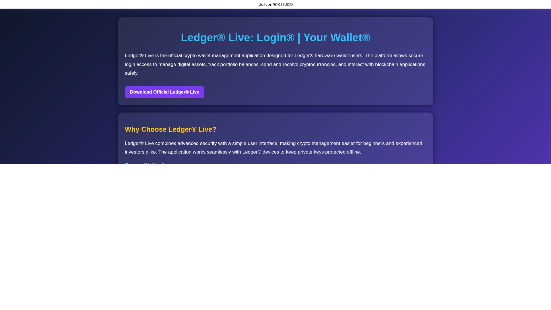 Screenshot of startd-liveledger.wixstudio.com