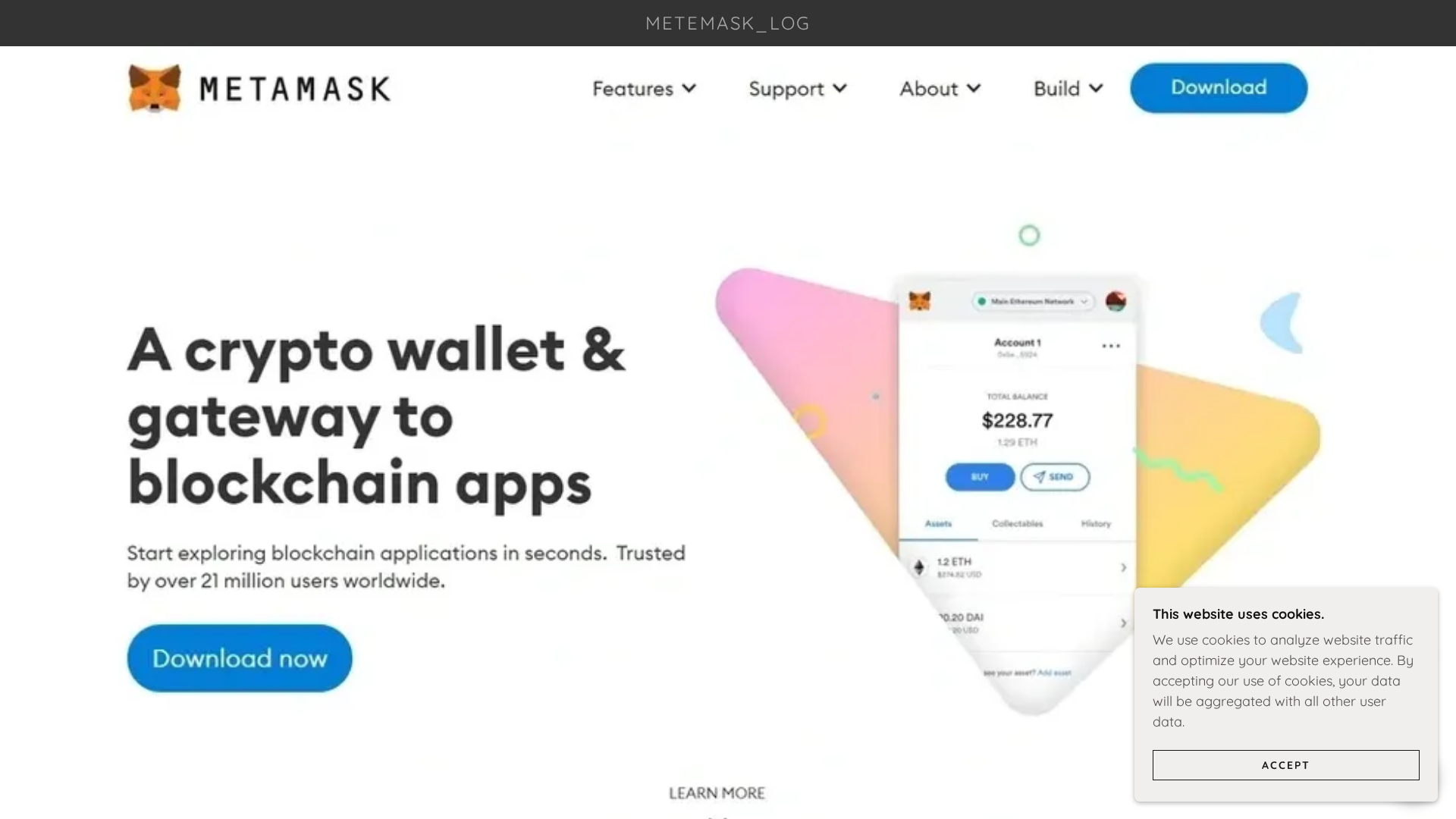 Screenshot of www.metemask_log.godaddysites.com