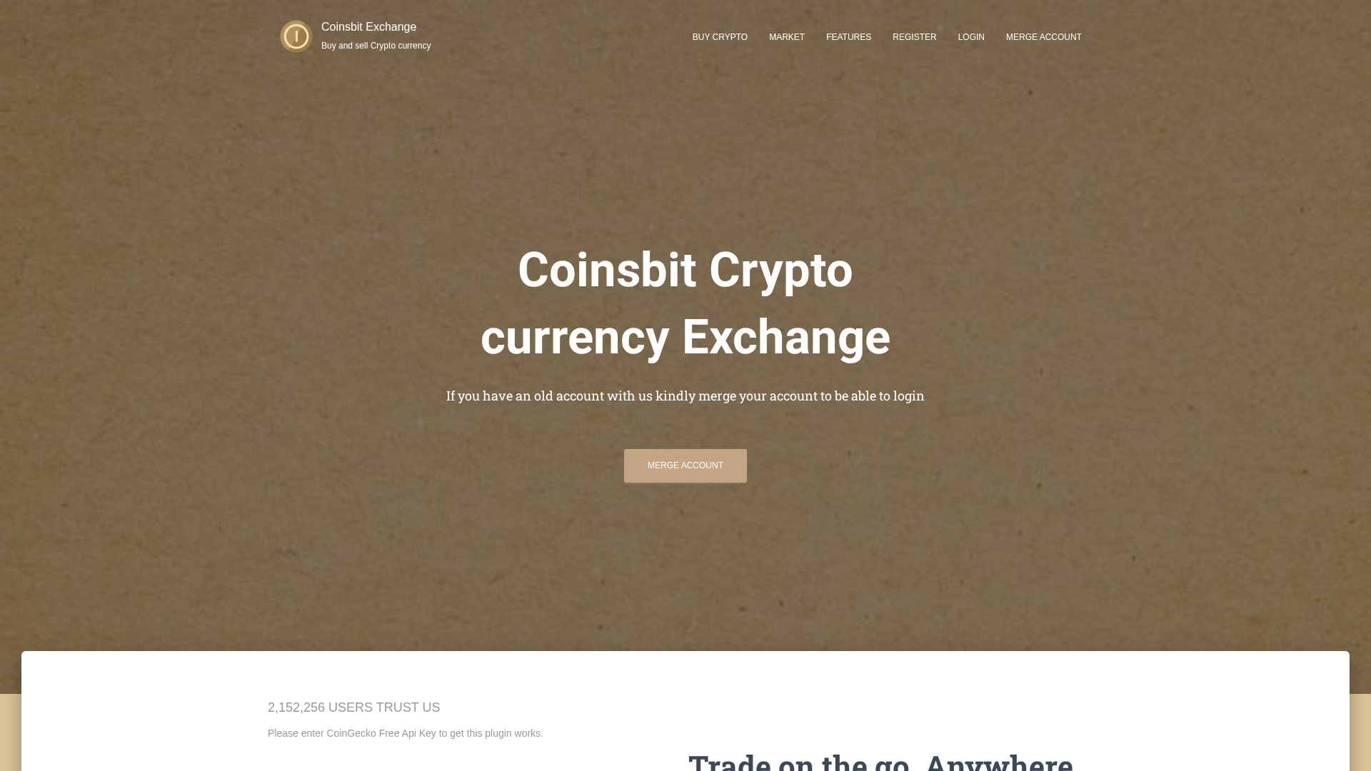 Screenshot of coinsbit.exchange