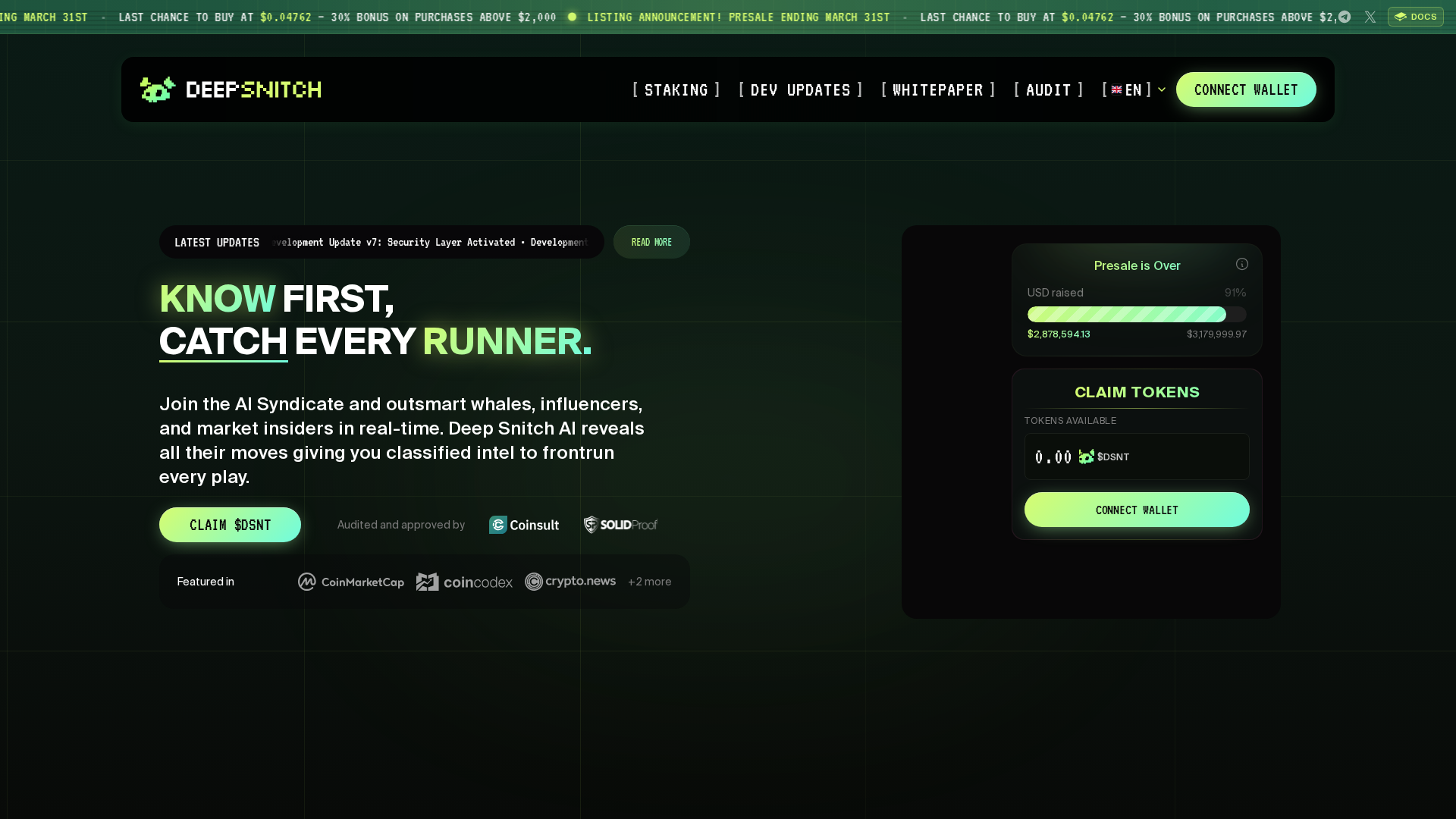 Screenshot of deepsnitchs-ai.claims