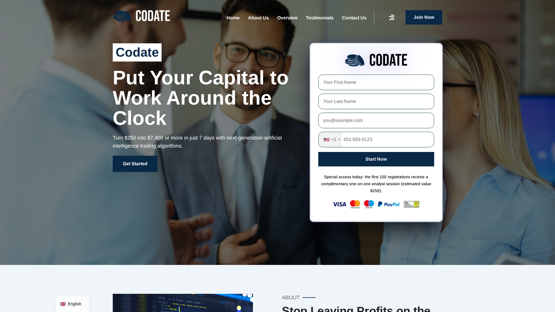 Screenshot of codate.io