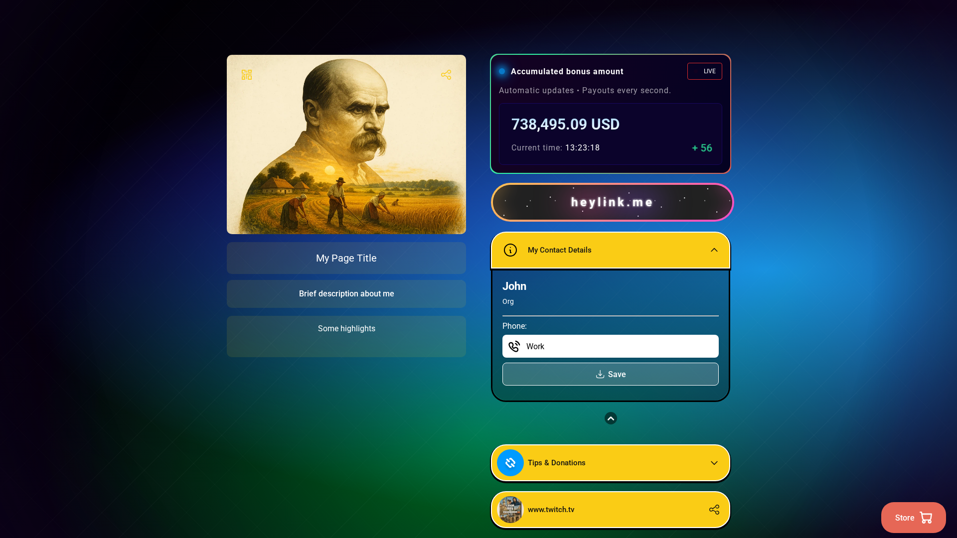 Screenshot of 00000000001custom.heylink.me