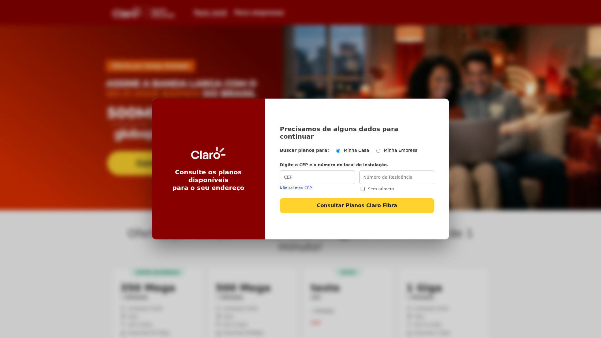 Screenshot of www.clarofibra.promo