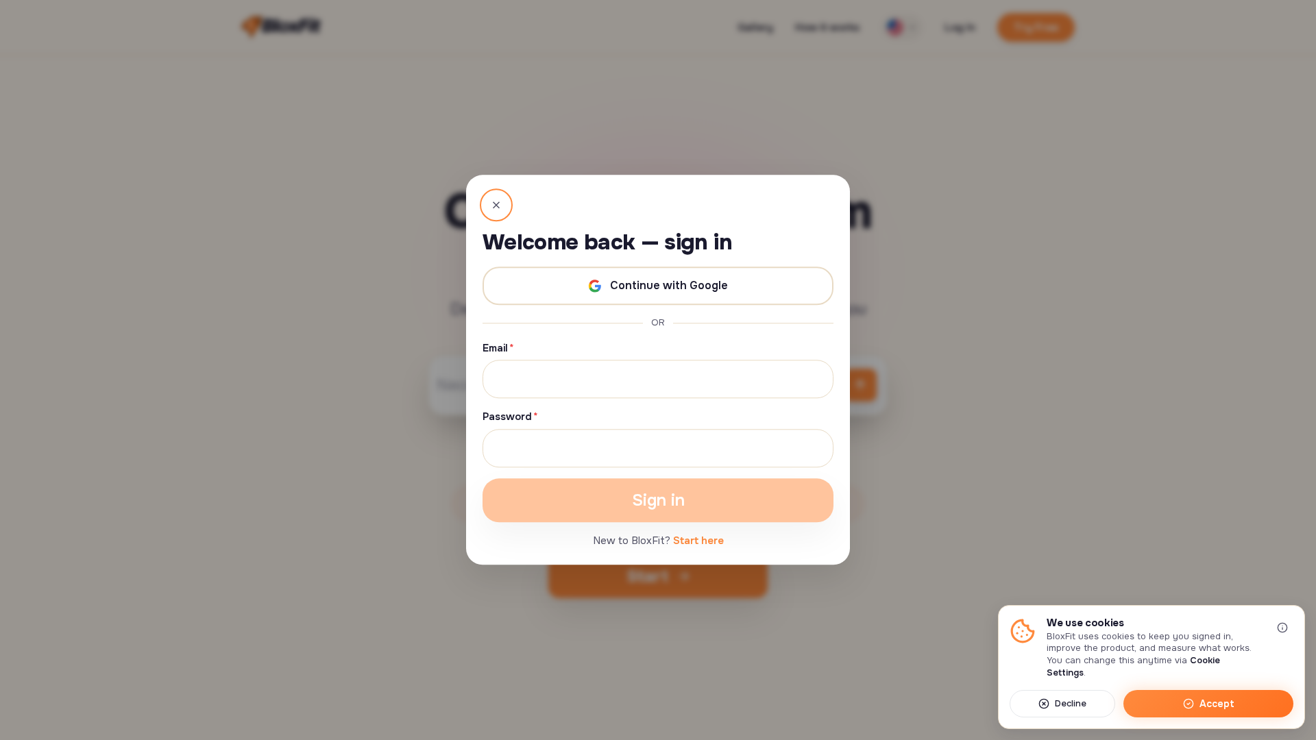 Screenshot of bloxfit.ai