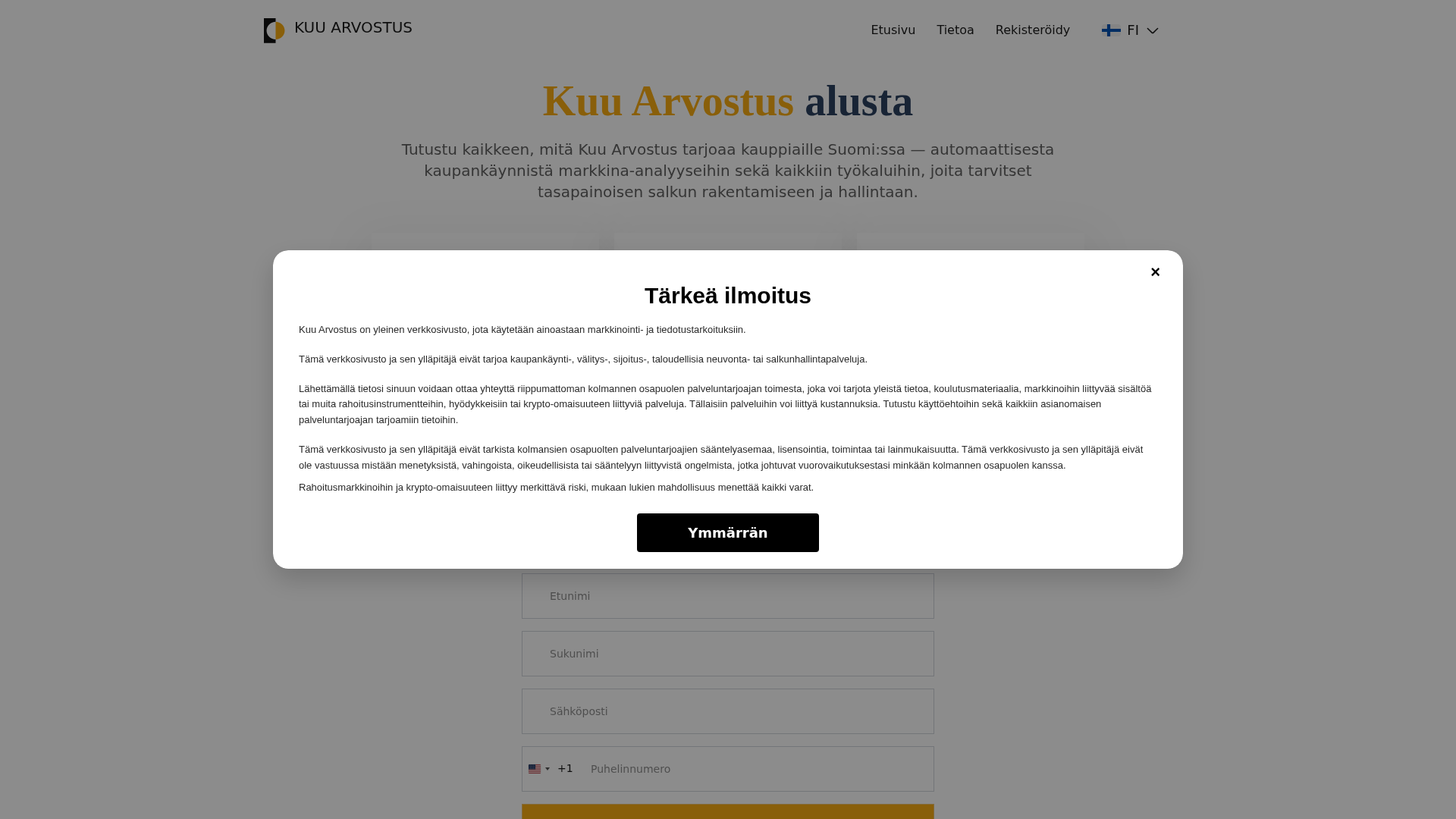 Screenshot of kuuarvostus-fi.live