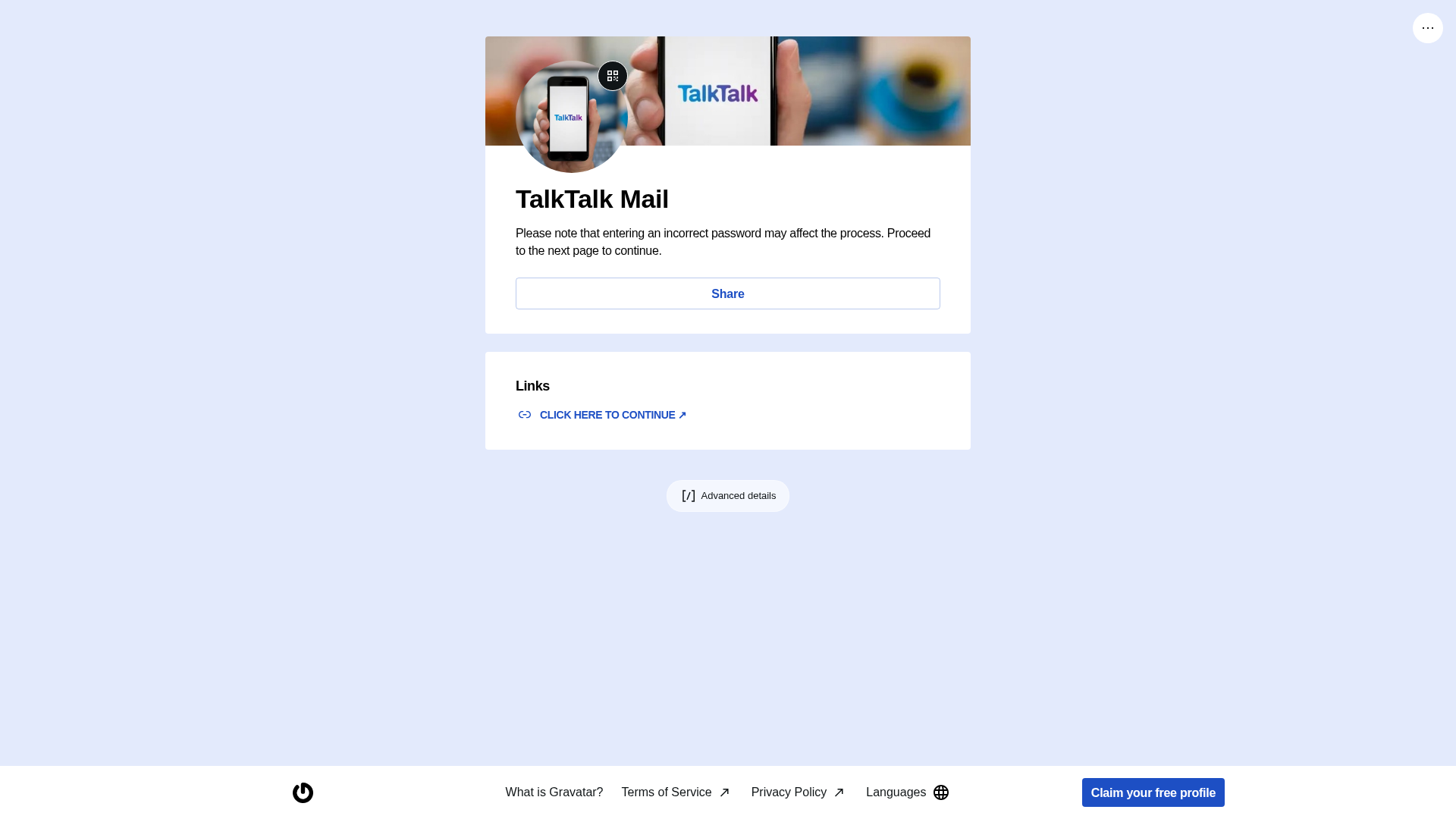 Screenshot of gravatar.com