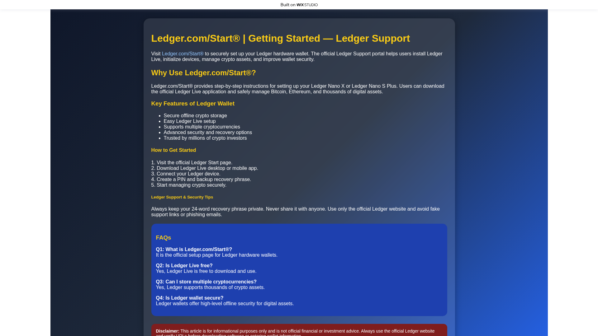 Screenshot of ledgrr-starts.wixstudio.com