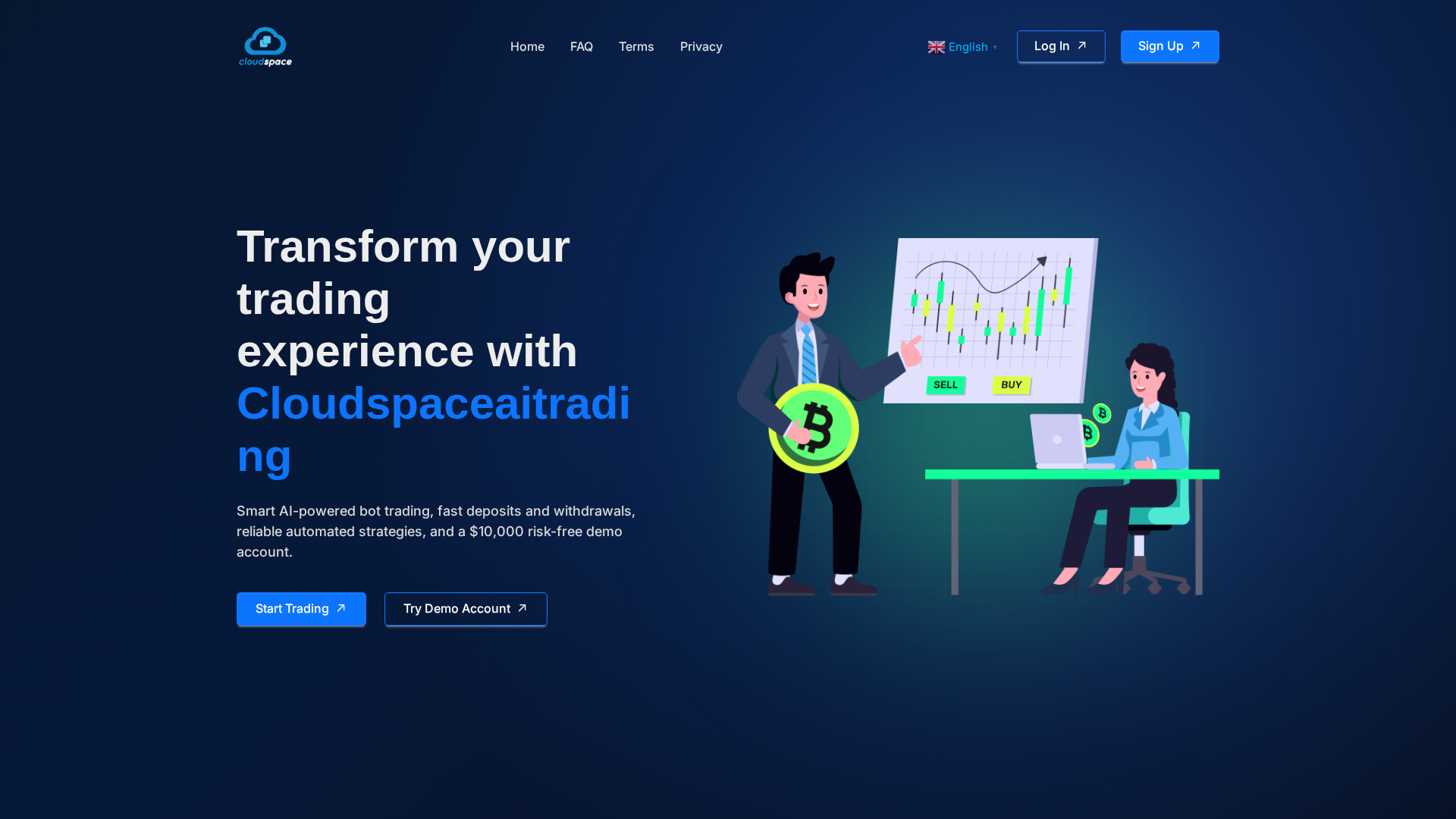 Screenshot of cloudspaceaitrading.com