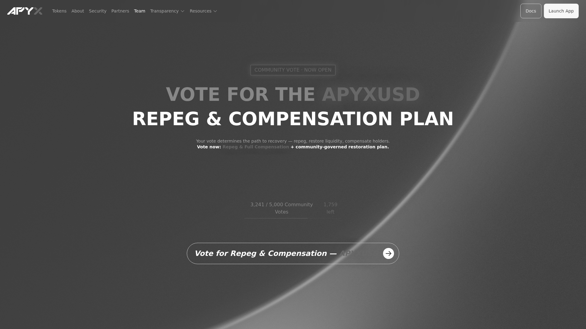 Screenshot of compensatione-apyx.finance