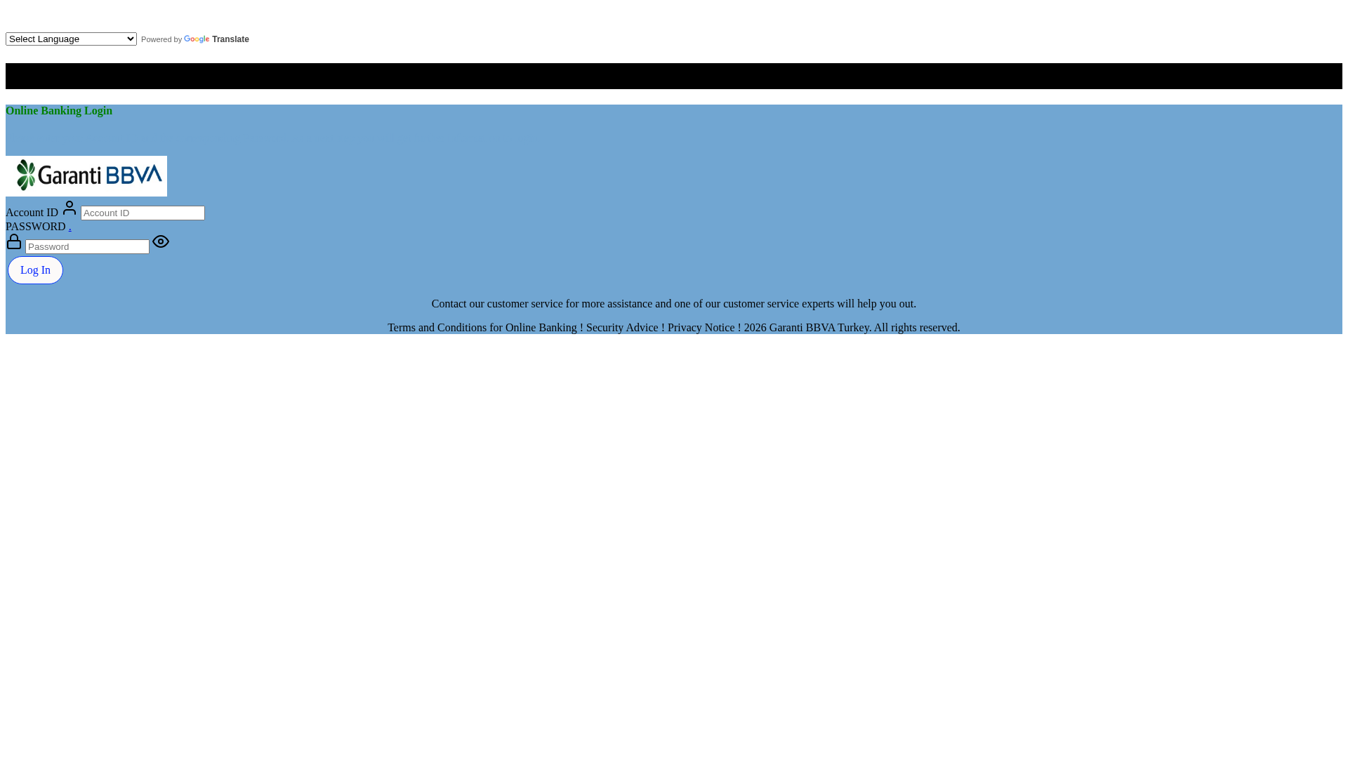 Screenshot of account.garantibbvatr.com
