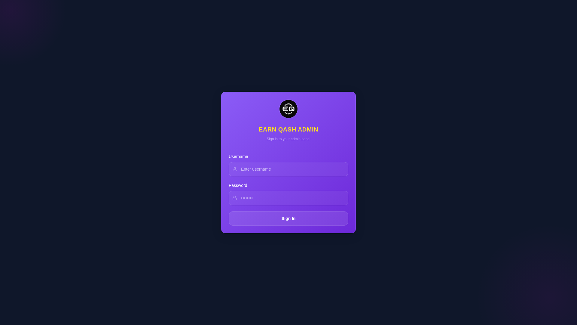 Screenshot of admin.earn-qash.com