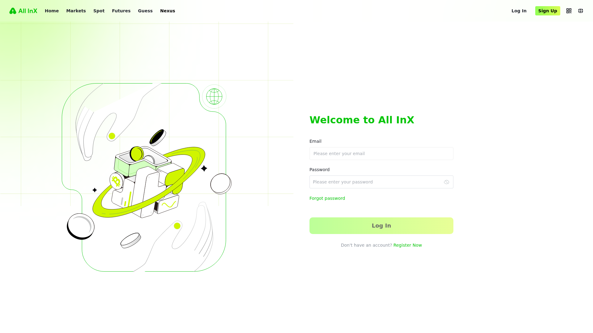 Screenshot of allinx-exchange-login.com