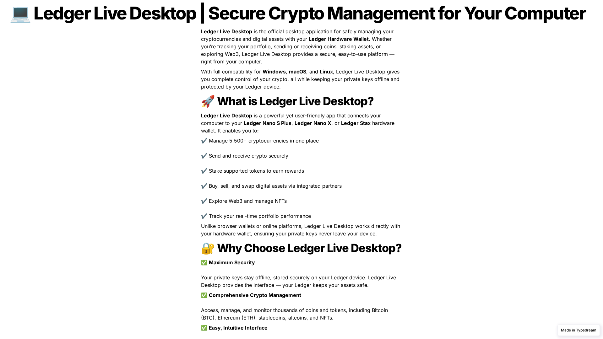 Screenshot of desktop-ledgercom-live.typedream.app
