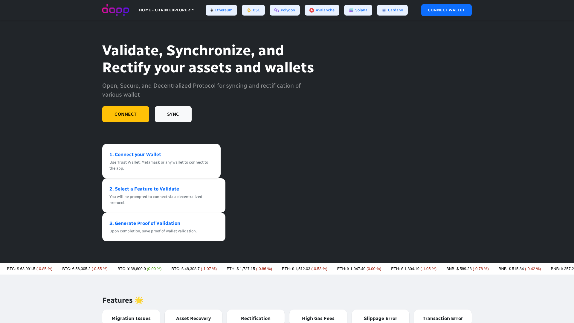 Screenshot of chainexplorers.pages.dev