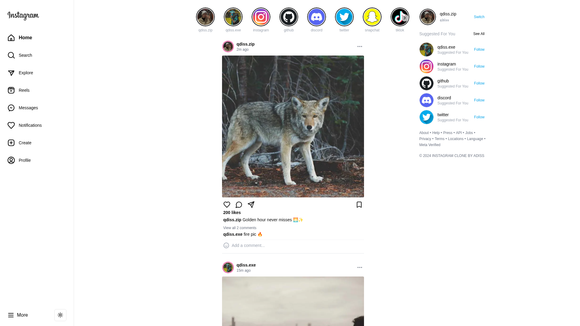 Screenshot of www.instagram-frontend-lime.vercel.app