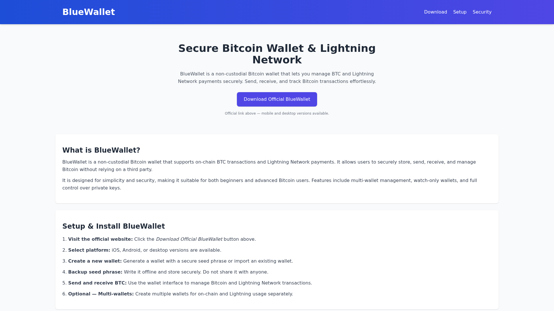 Screenshot of bluewalletbitcoinwallet.pages.dev
