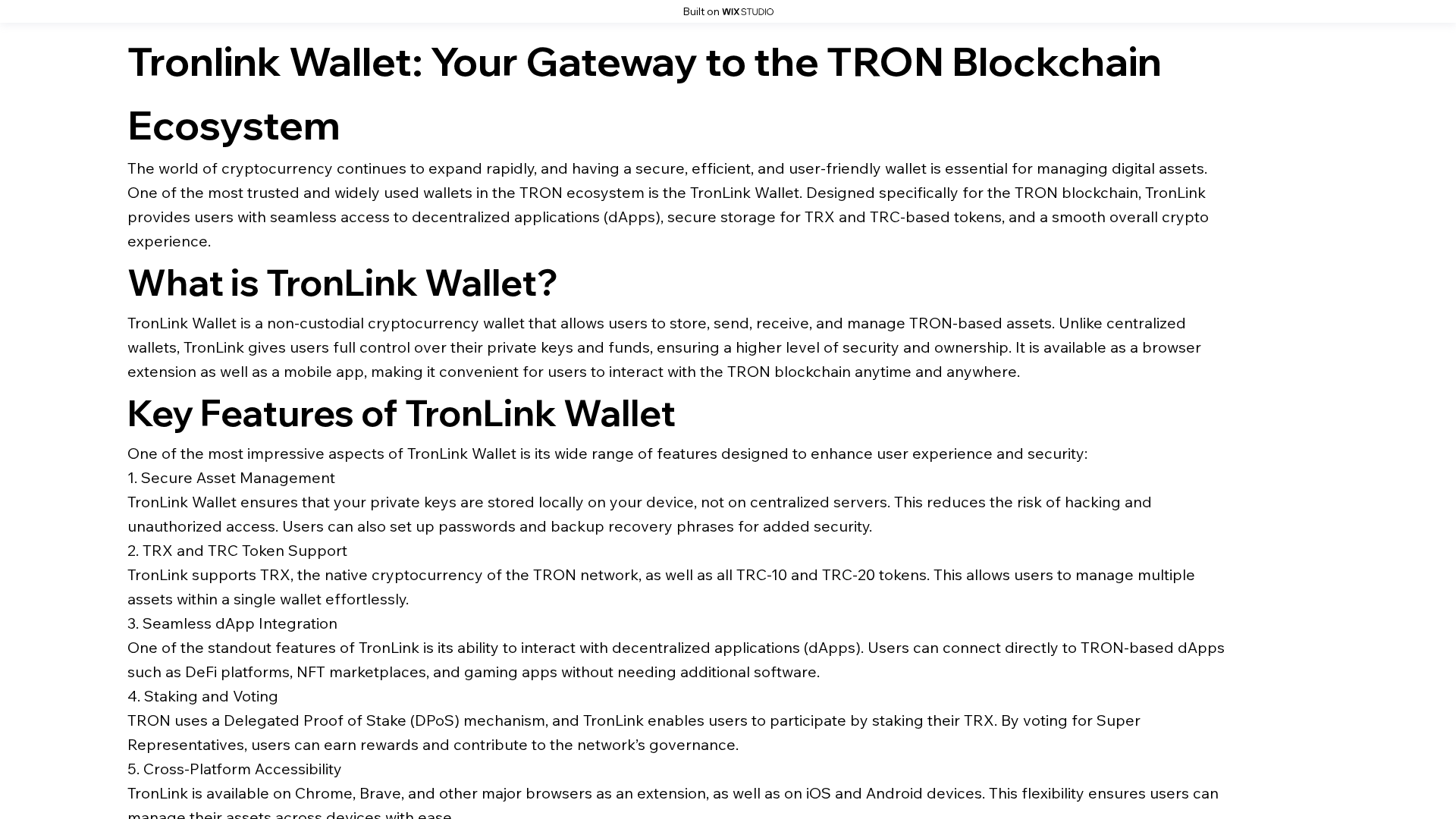 Screenshot of learn-tron-link.wixstudio.com