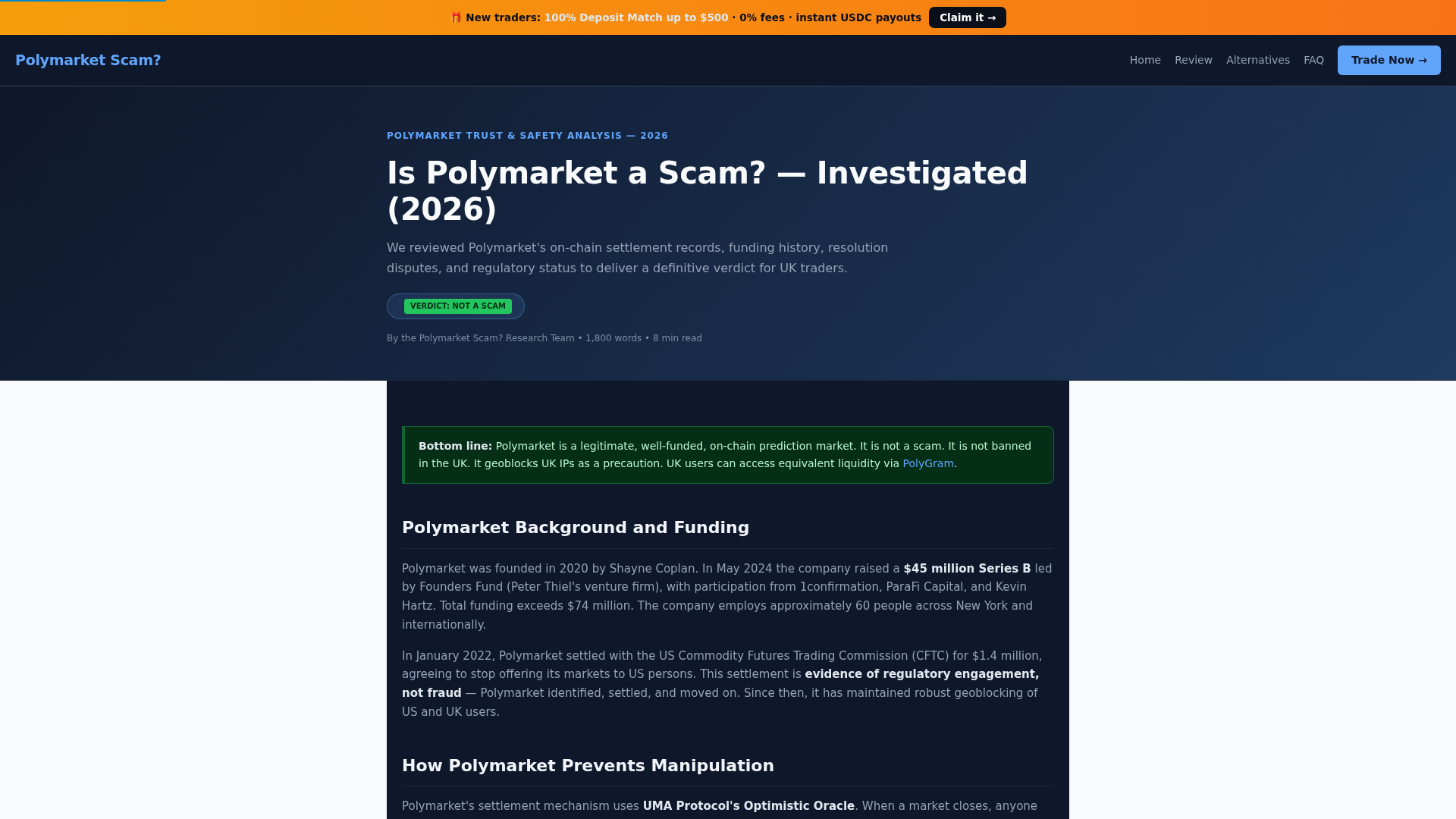 Screenshot of polymarket-scam.co.uk