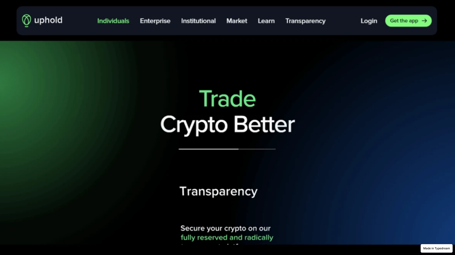 Screenshot of help-us-secure-web-uphold-login.typedream.app