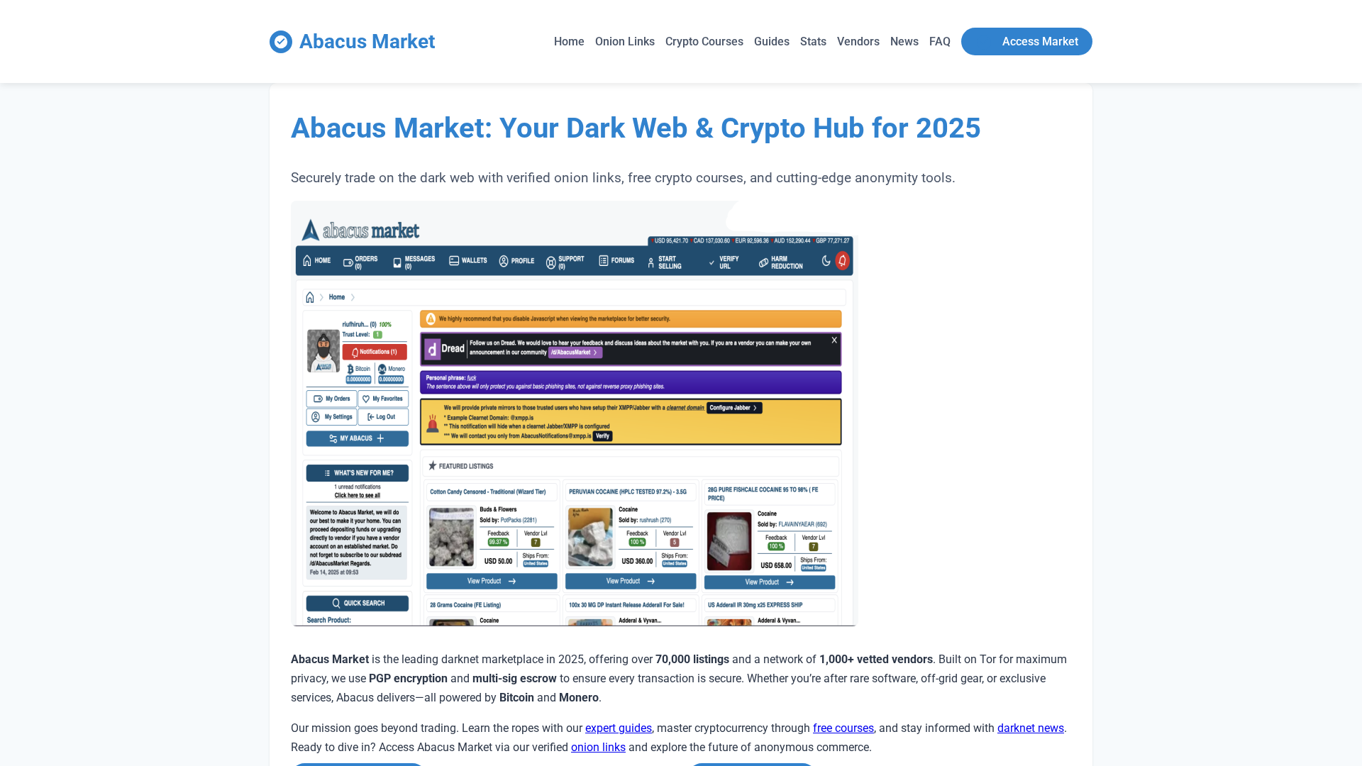Screenshot of abacusmarketcrypt.com